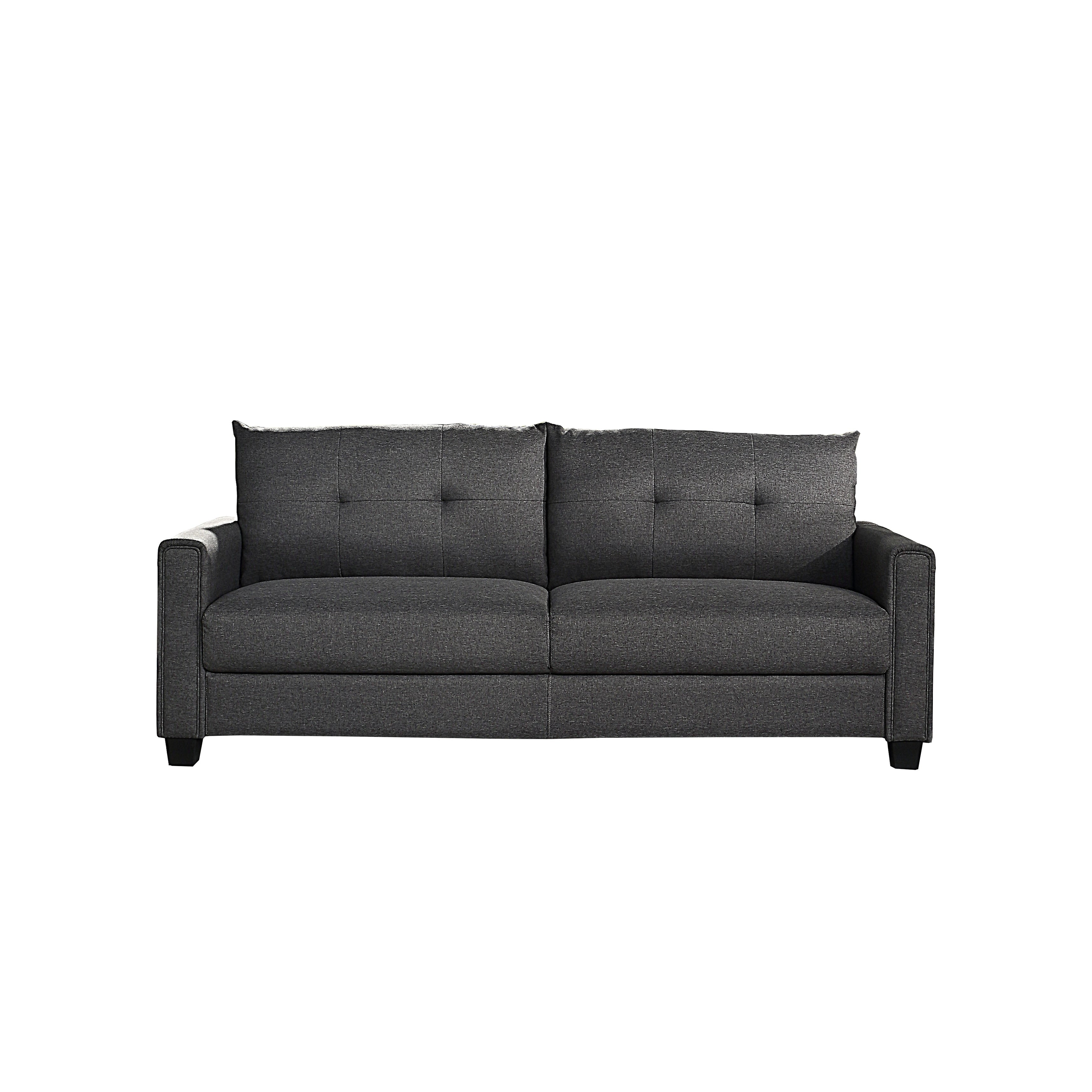 Linen Fabric Upholstered Sofa with Tufted Cushions - 30.71 x 81.10 x 32.28