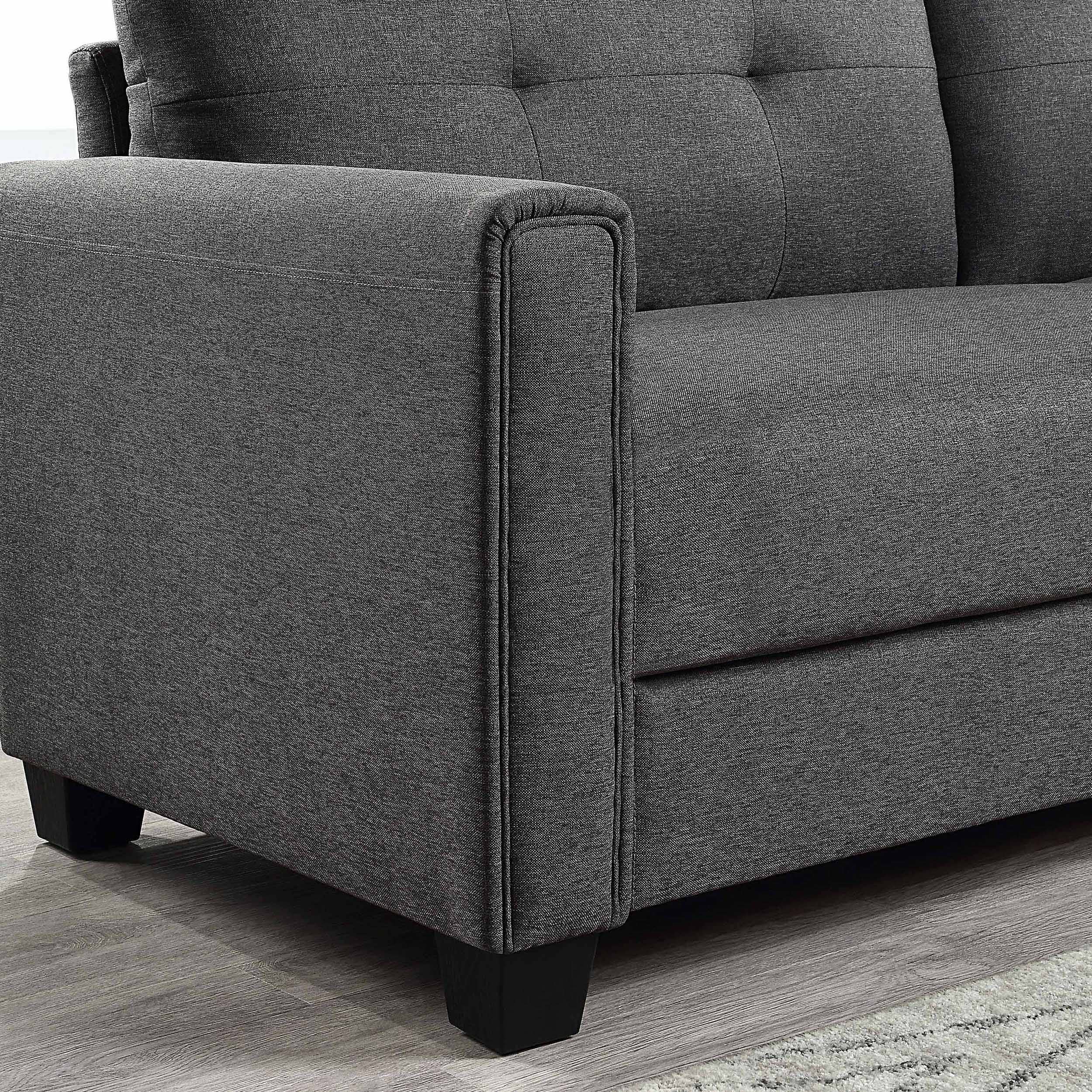 Linen Fabric Upholstered Sofa with Tufted Cushions - 30.71 x 81.10 x 32.28
