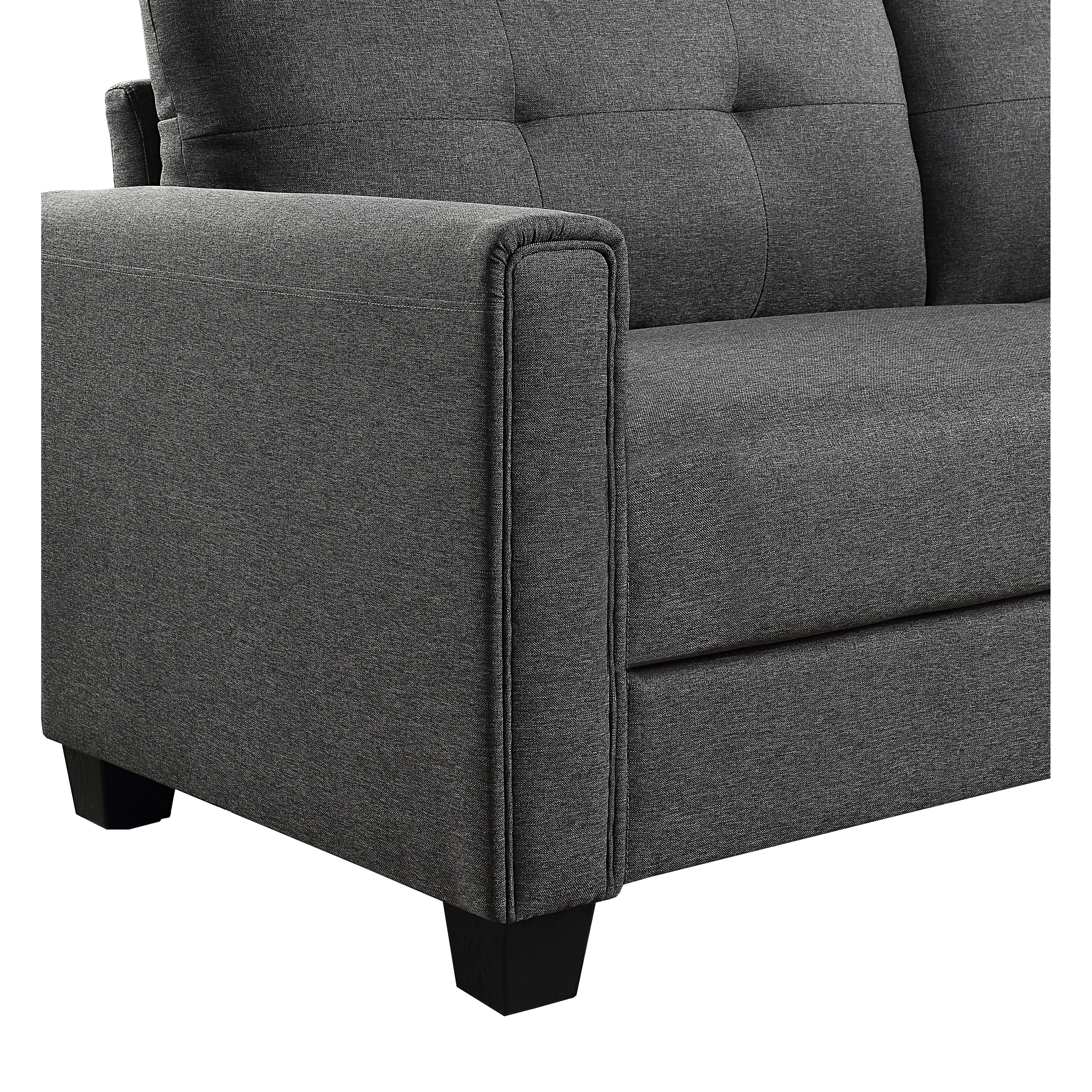 Linen Fabric Upholstered Sofa with Tufted Cushions - 30.71 x 81.10 x 32.28