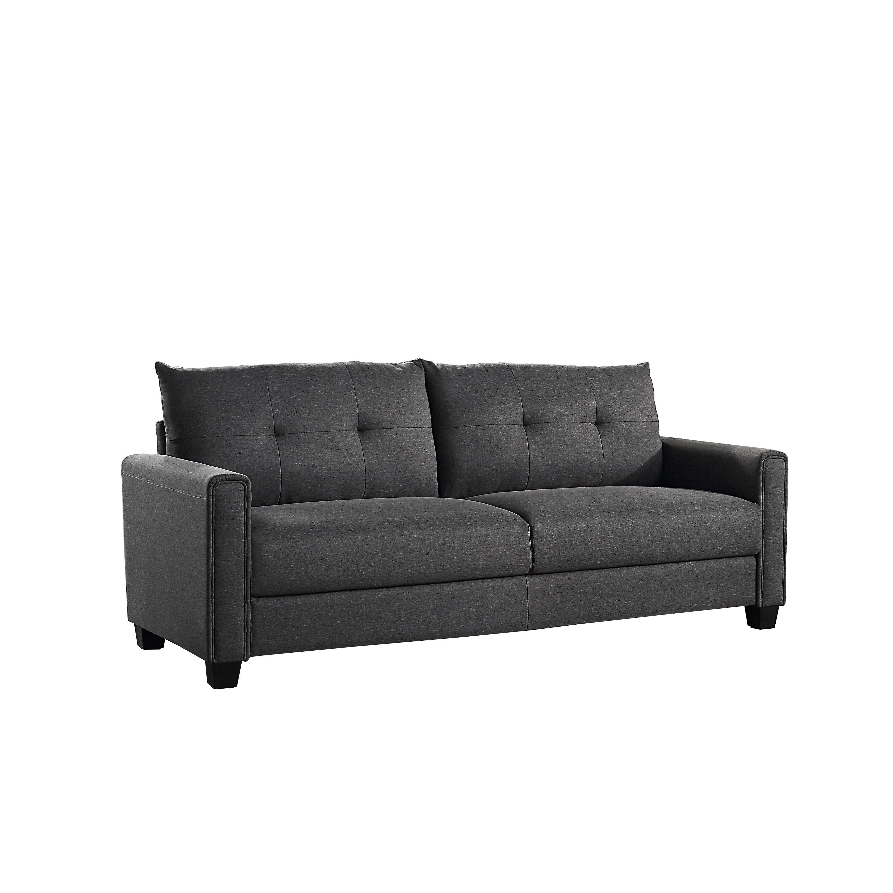 Linen Fabric Upholstered Sofa with Tufted Cushions - 30.71 x 81.10 x 32.28