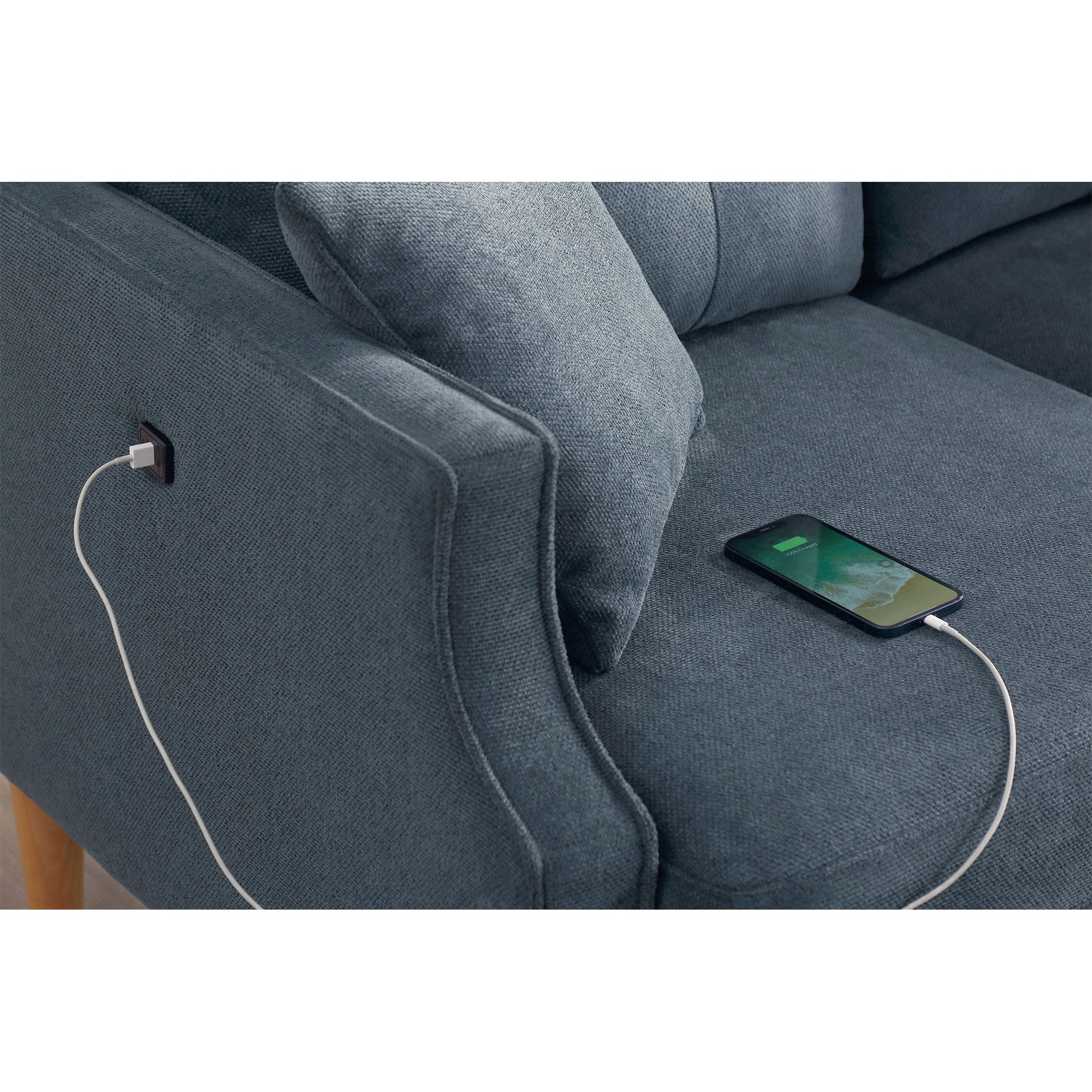 Living Space Waterproof Fabric 3-Seater Sofa with USB Charge Port