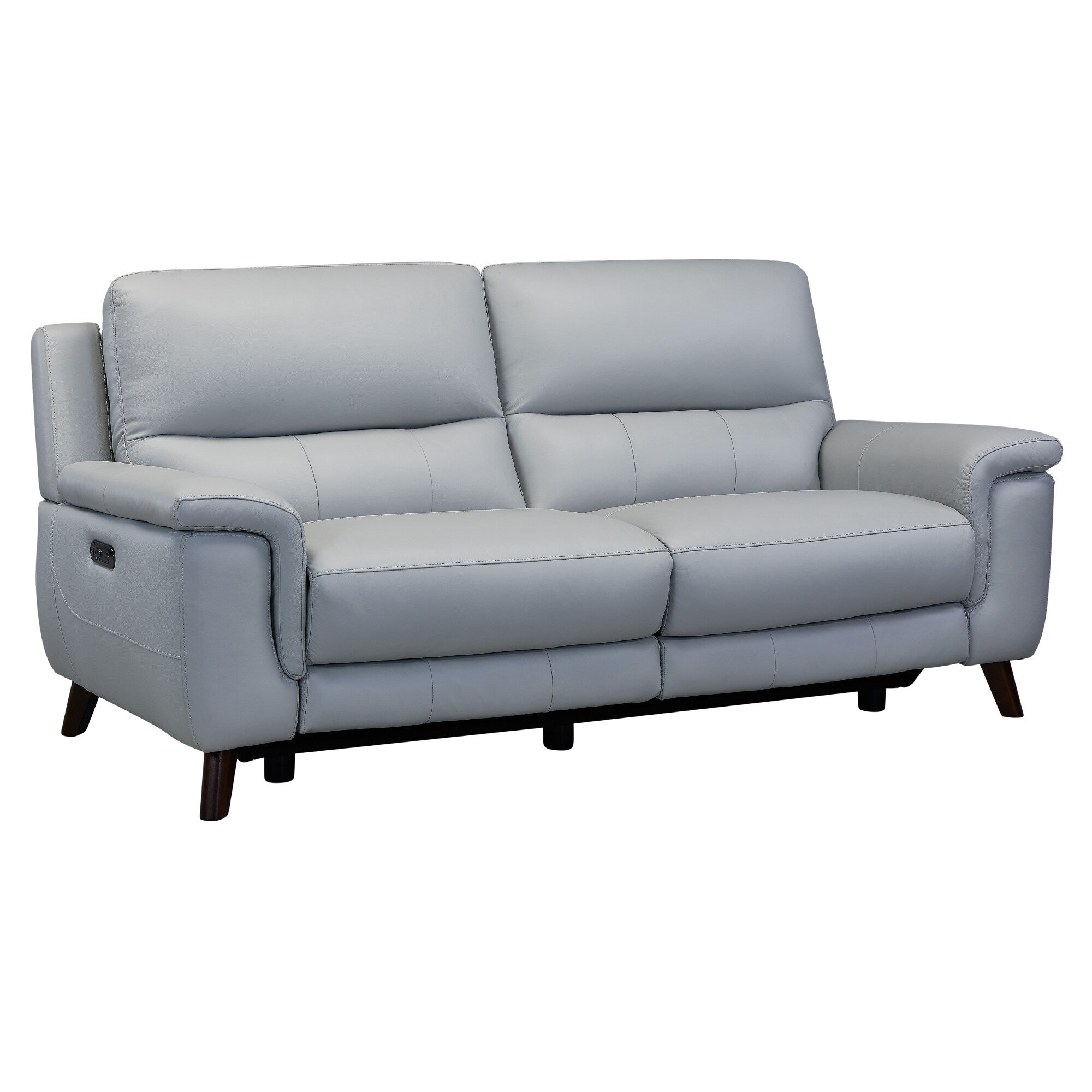 Lizette 78 Dove Gray or Brown Leather Power Recliner Sofa with USB