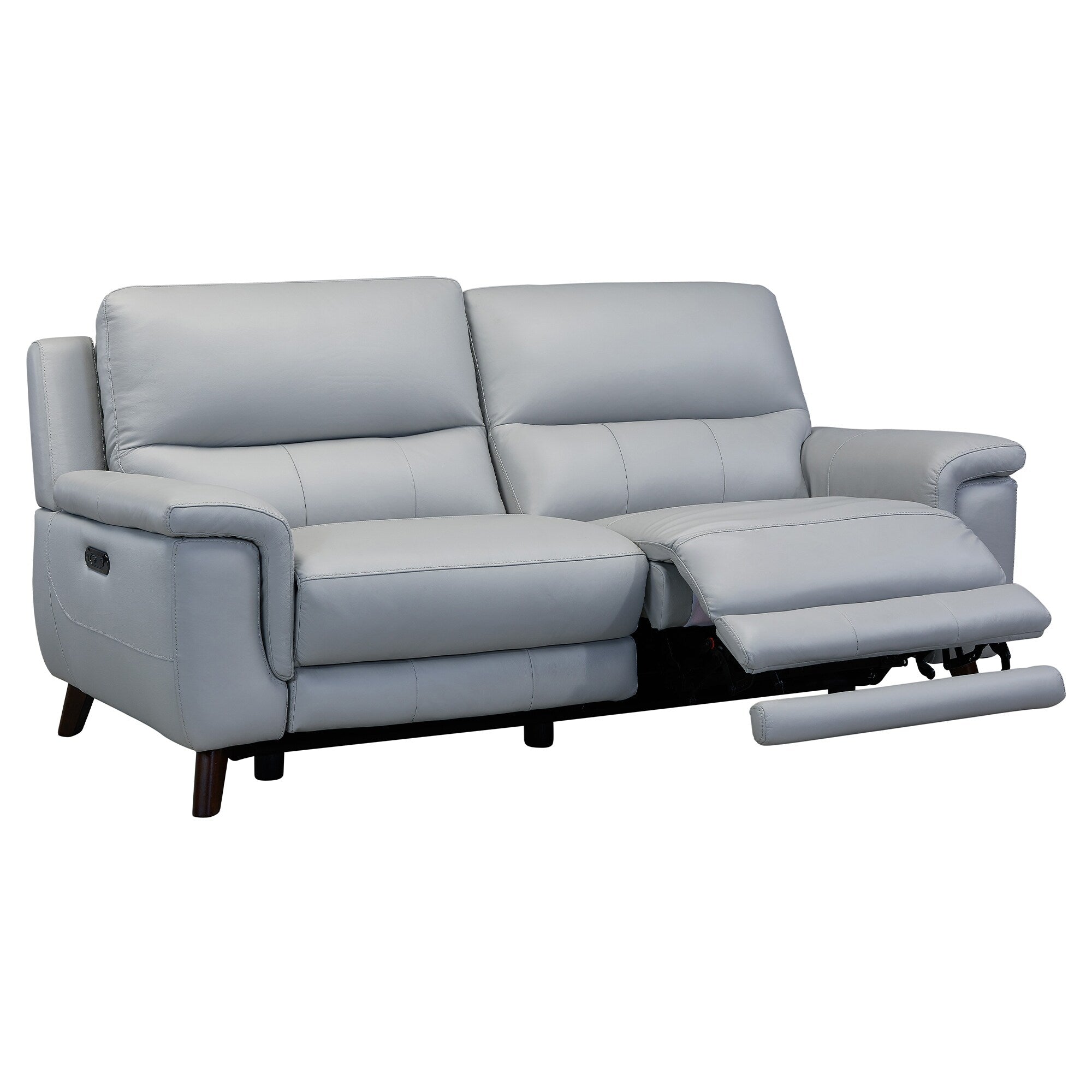 Lizette 78 Dove Gray or Brown Leather Power Recliner Sofa with USB