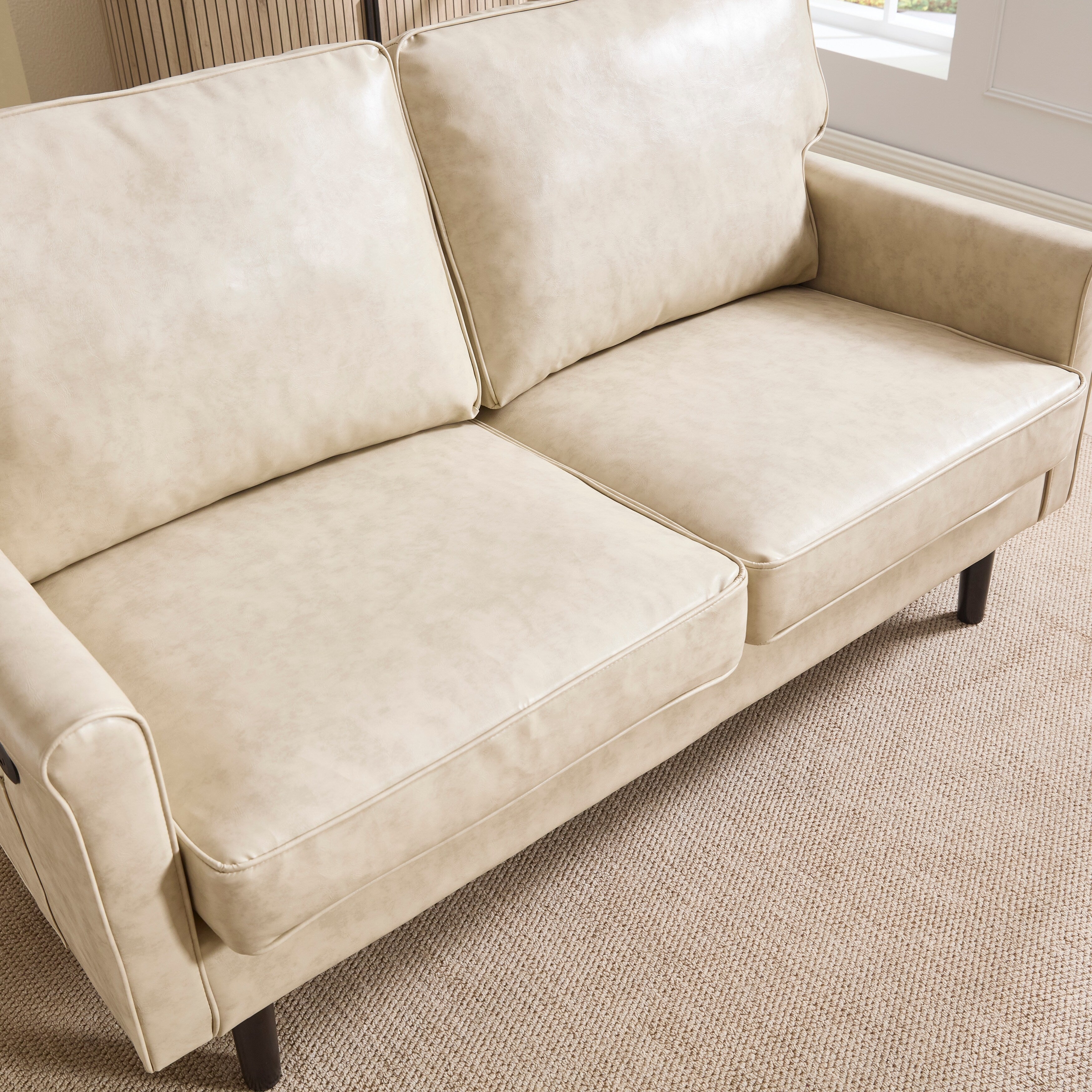 Loveseat Sofa, 2 Seater Sofa Couches for Living Room, Small Couch with USB & Removable Pillow Cover
