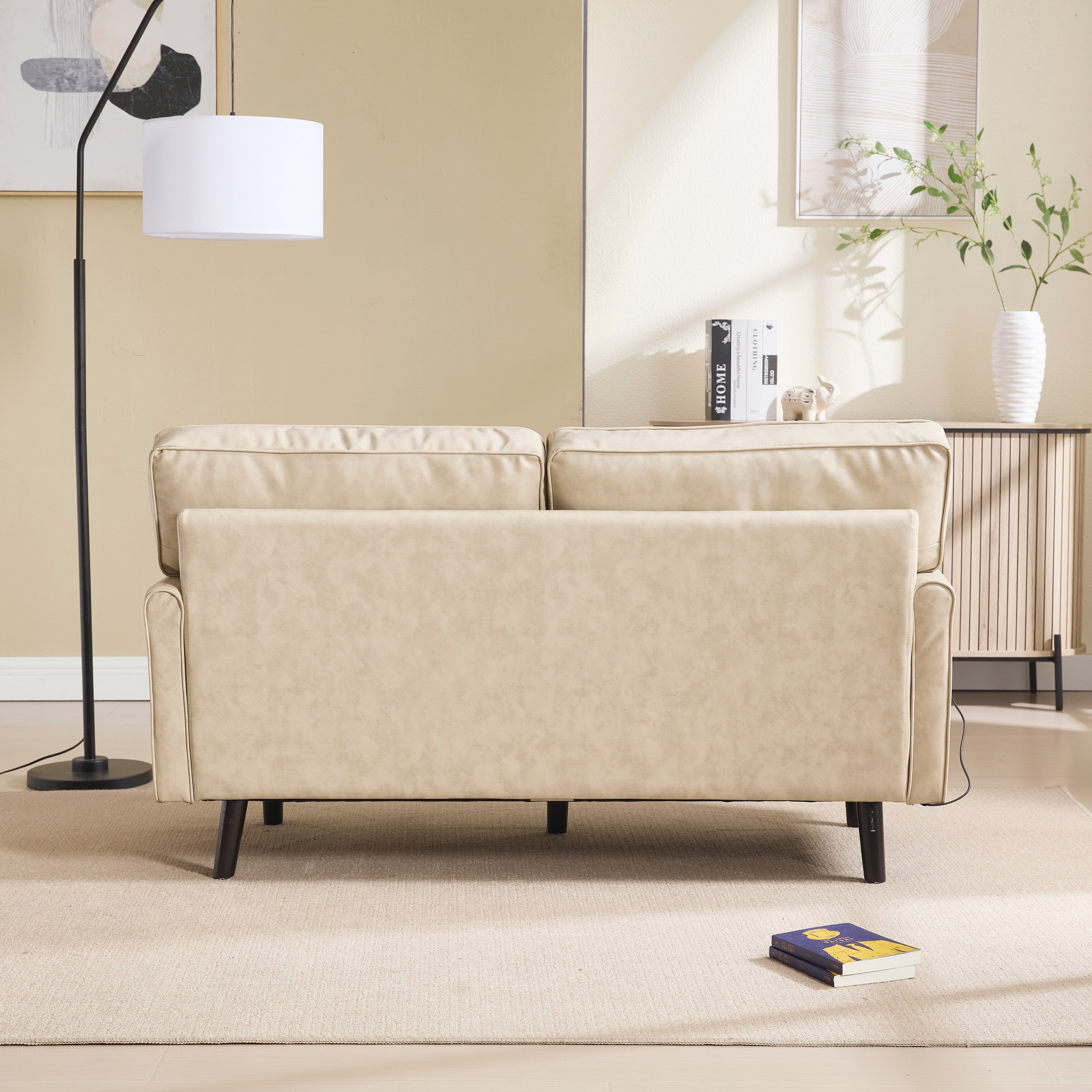 Loveseat Sofa, 2 Seater Sofa Couches for Living Room, Small Couch with USB & Removable Pillow Cover