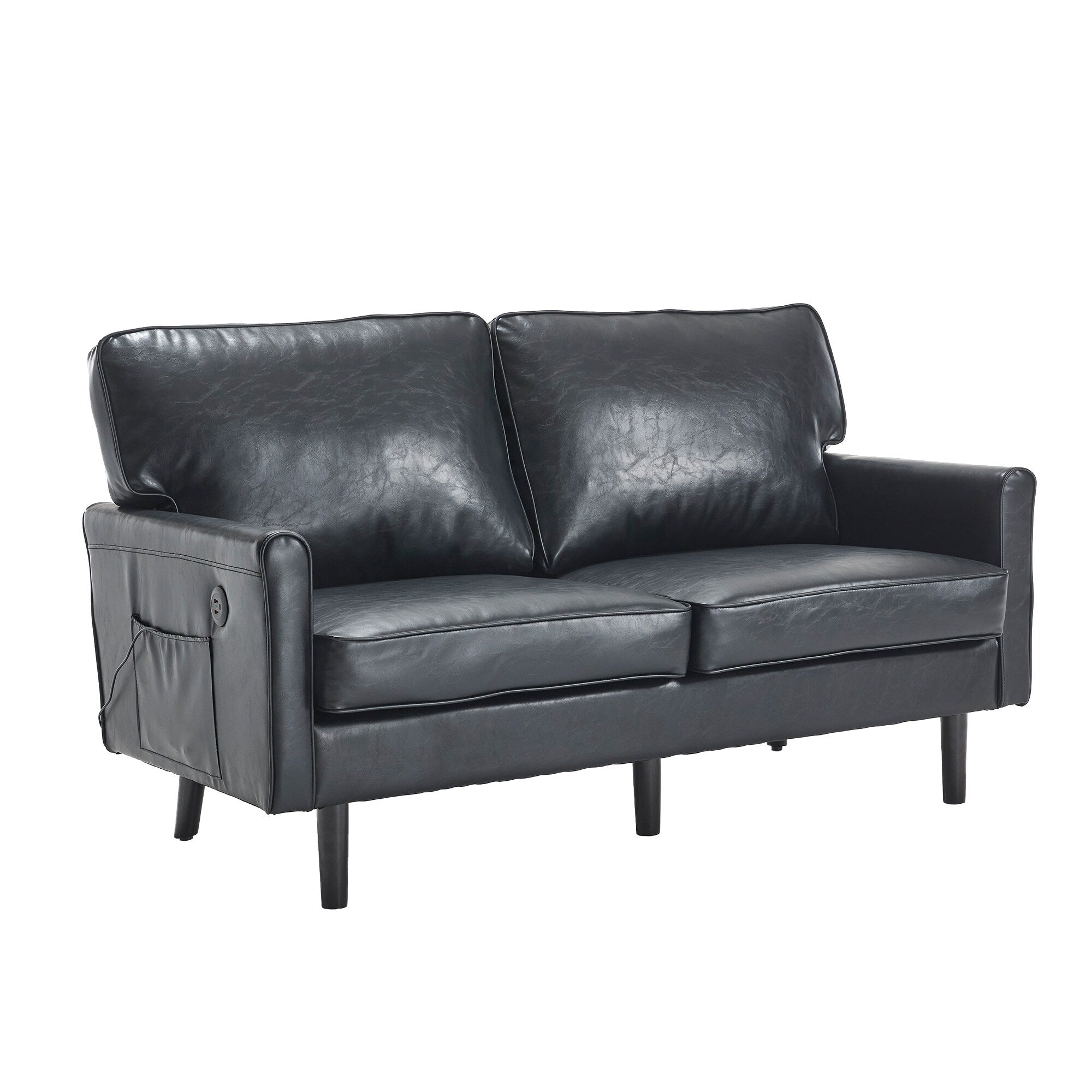Loveseat Sofa, 2 Seater Sofa Couches for Living Room, Small Couch with USB & Removable Pillow Cover