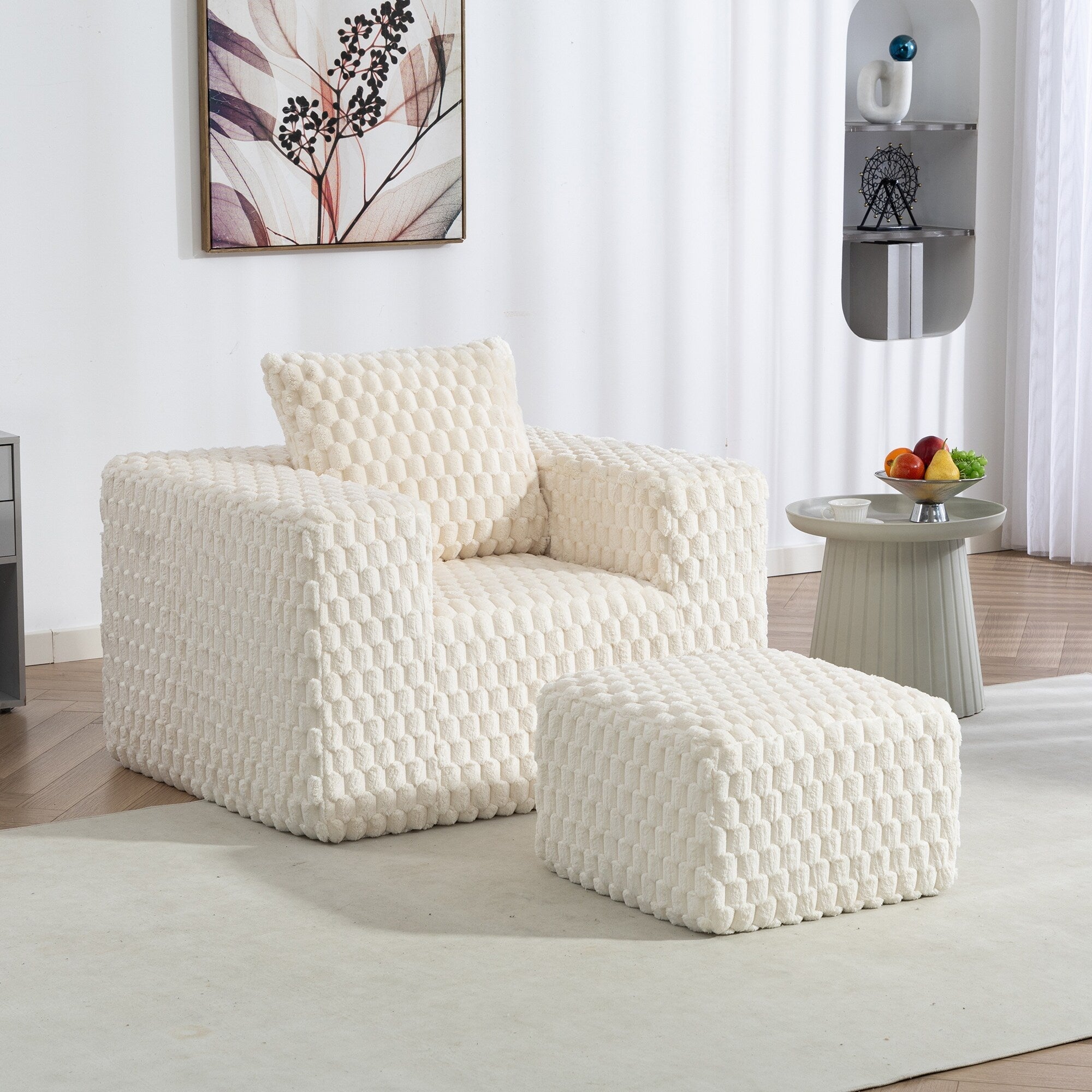 Luxurious Corduroy Fabric Lingge corduroy compression sofa with Ottoman