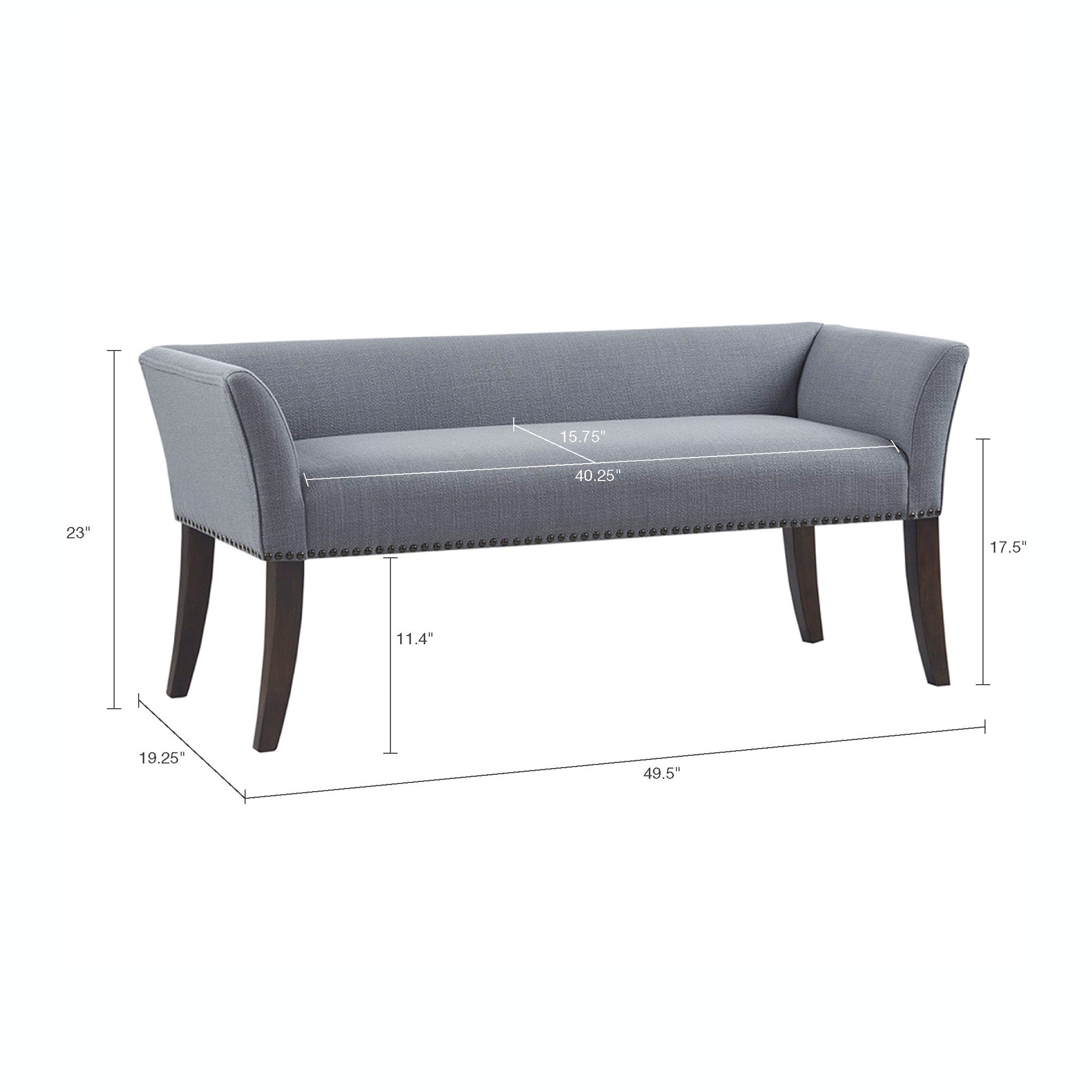 Madison Park Welburn 49.5 Upholstered Bench with Back & Wood Legs