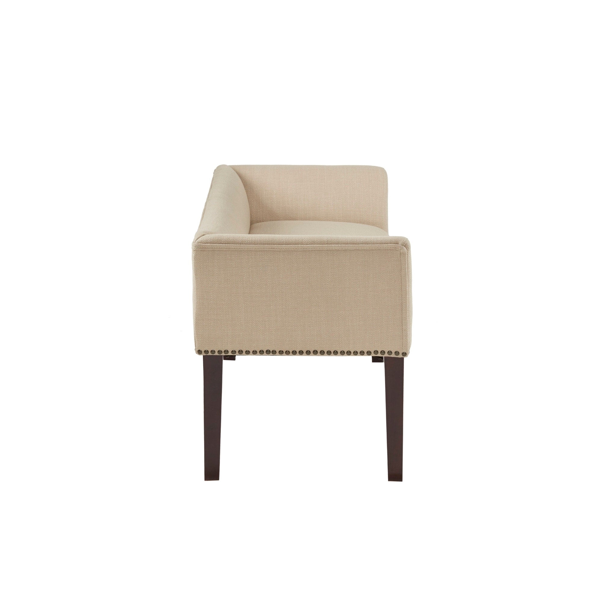 Madison Park Welburn 49.5 Upholstered Bench with Back & Wood Legs