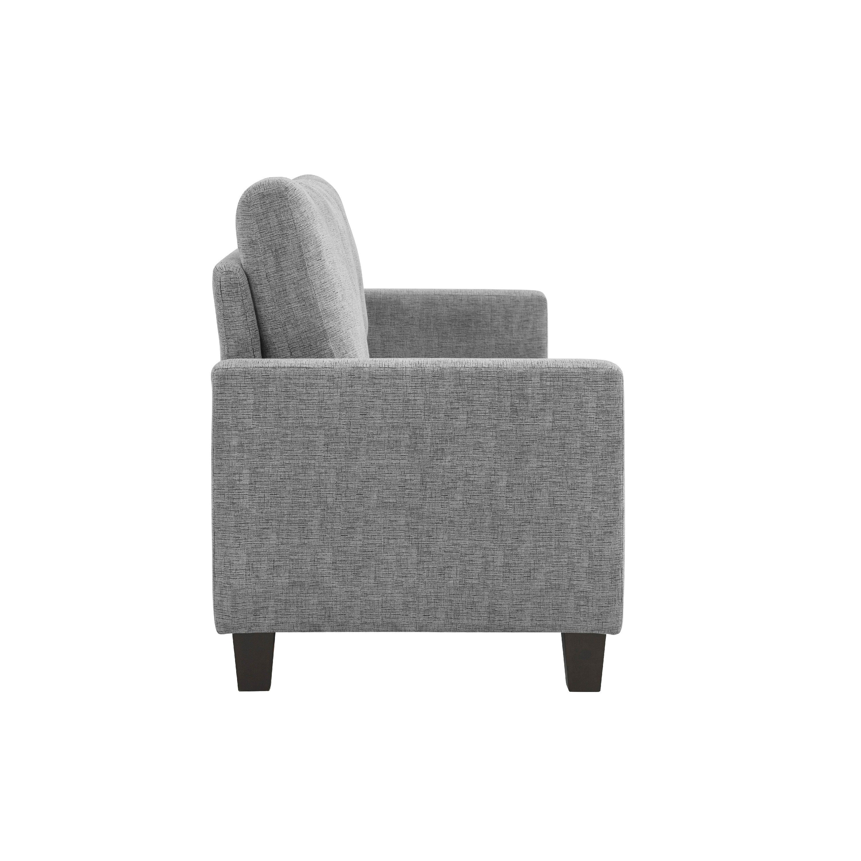 Mihi Sofa, Gray Chenille, 76 Inch, Black Tapered Wood Legs