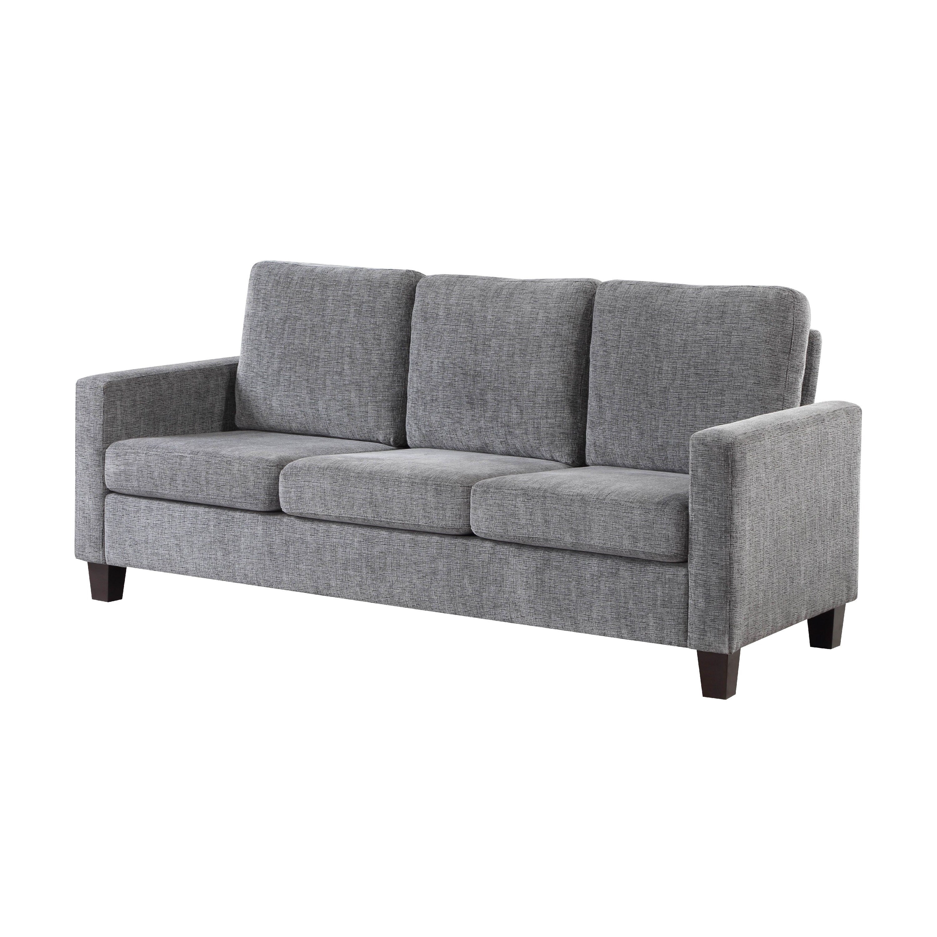 Mihi Sofa, Gray Chenille, 76 Inch, Black Tapered Wood Legs
