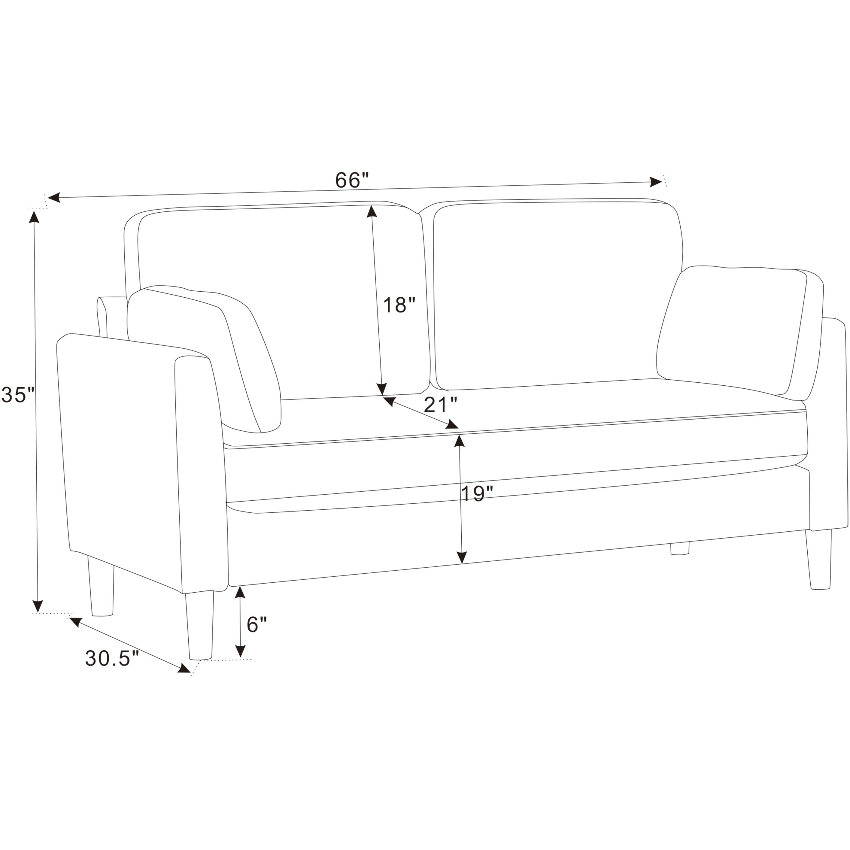Minimalist Upholstered Sofa - 2 Seats - 30.5 D x 66 W x 35 H