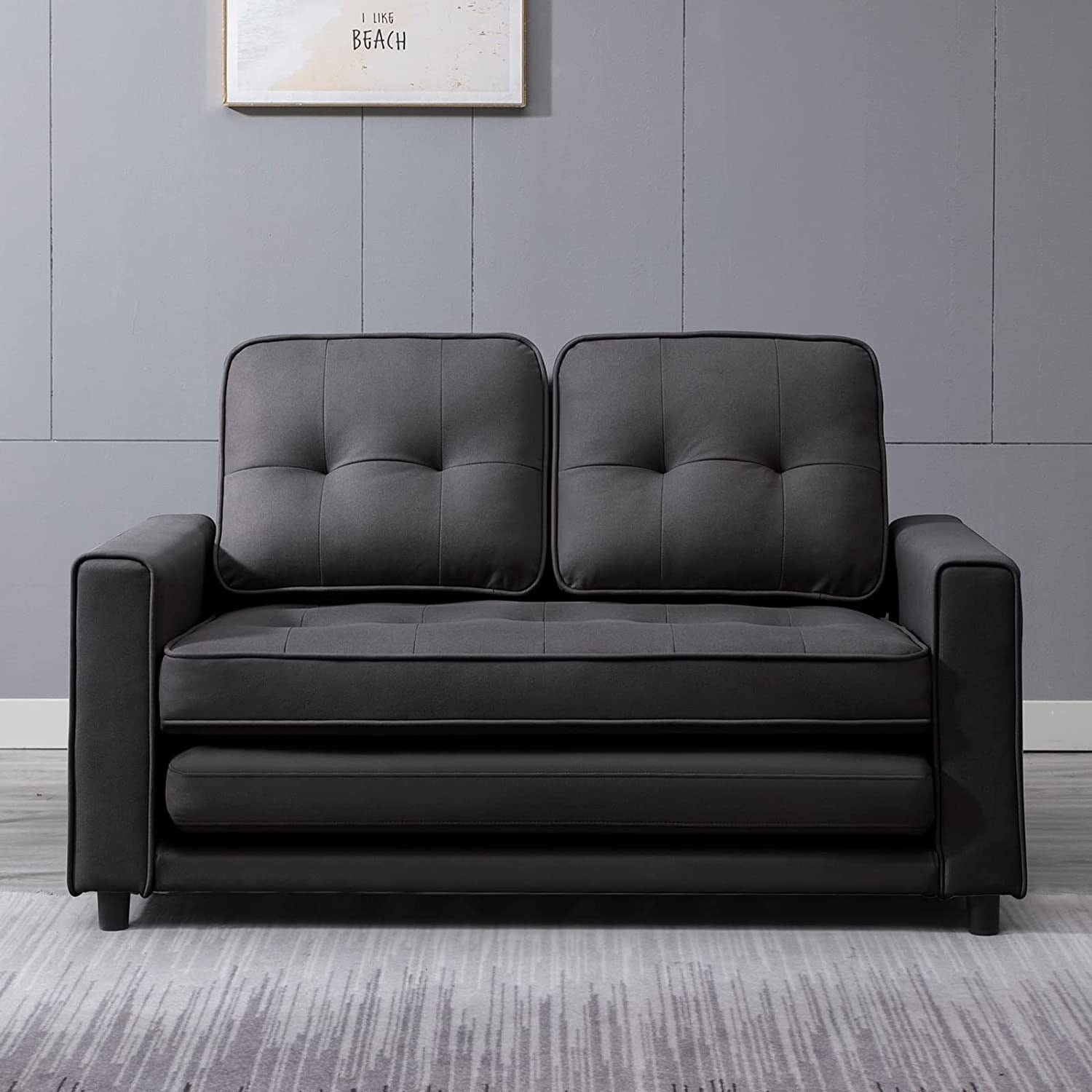 Mixoy Modern Loveseat,3-in-1 Pull Out Sleeper Sofa Bed with Tri-Folding Mattress