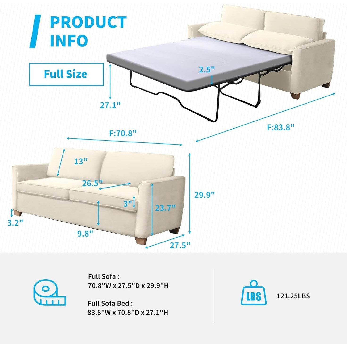 Mixoy Modern Pull Out Sofa Bed,Velvet Sleeper Loveseat Couch Bed
