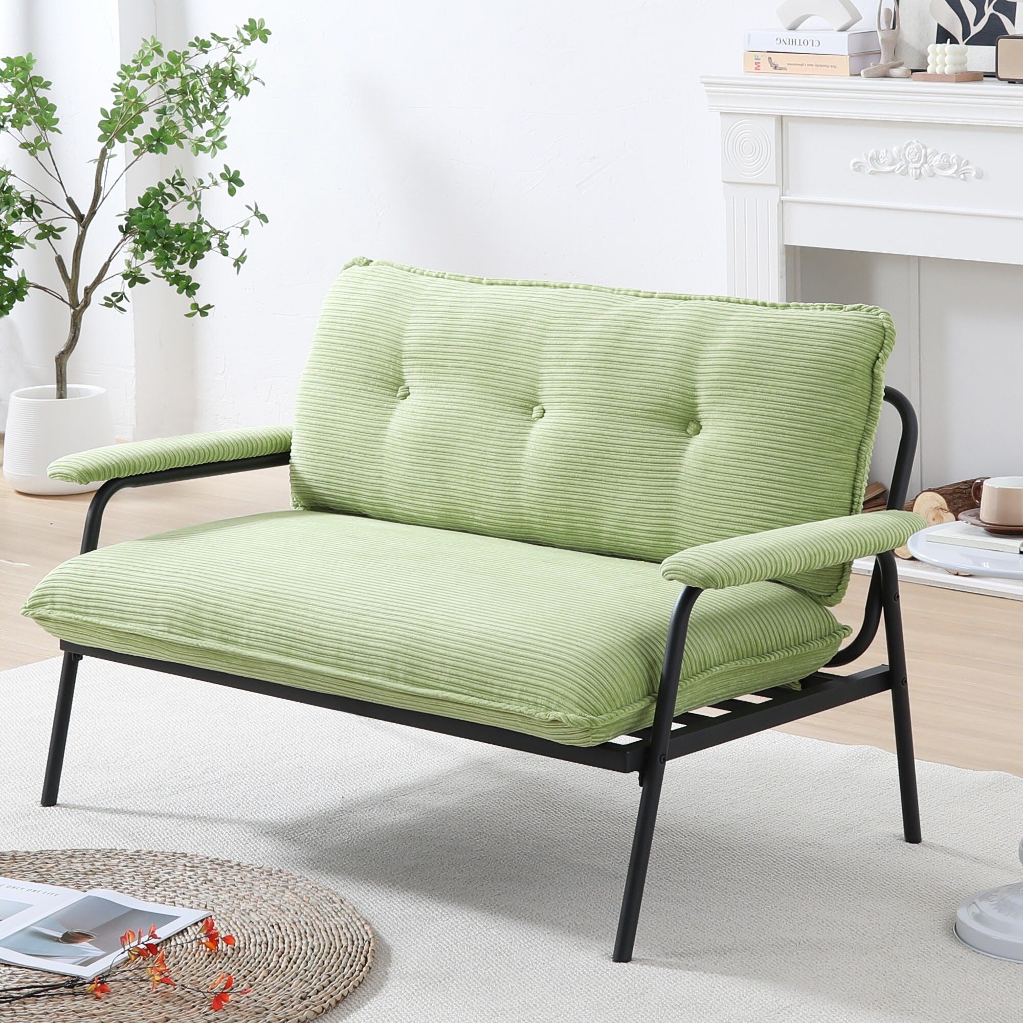 Modern 2-Seater Sofa 53 Inch Compact Size Metal Frame Polyester Blend for Apartment Living Room