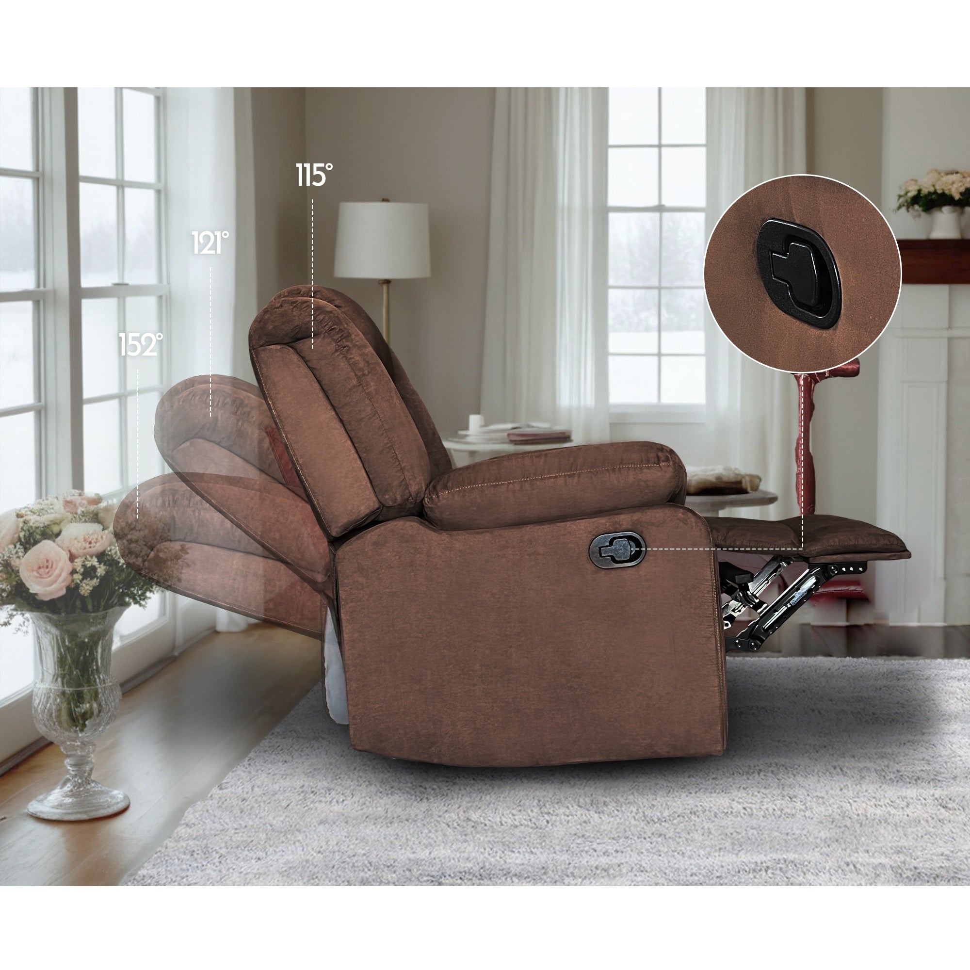 Modern 3-Piece Manual Reclining Living Room Sofa Set with Dropdown Table and Console
