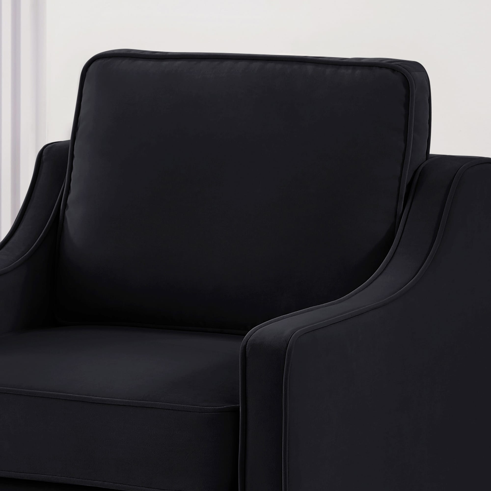 Modern 3-Seat Sofa Couch with Scooped Armrest and Wood Legs - 29.00 x 74.00 x 34.25