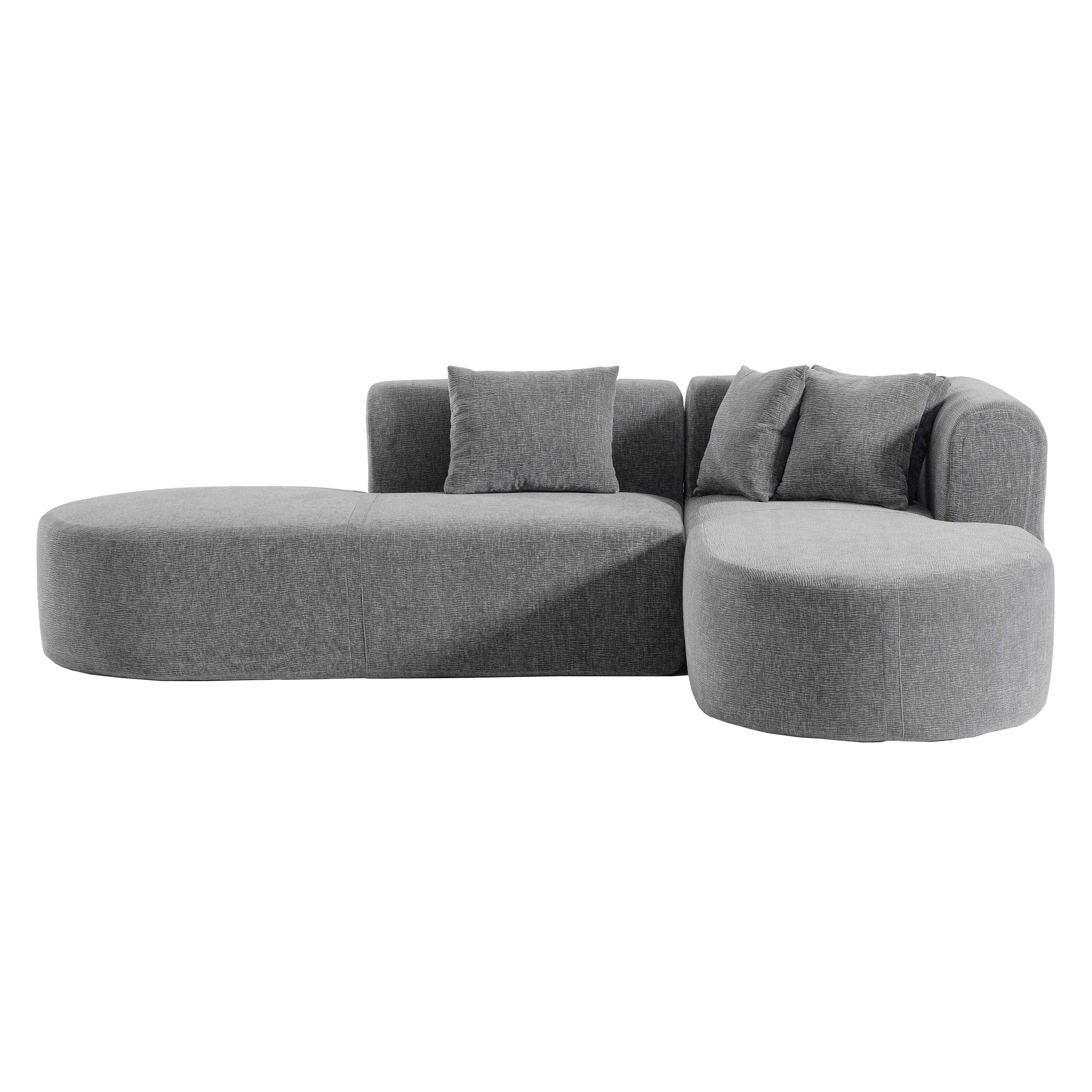 Modern 4-Seater Curved Sectional Sofa with 4 Plush Pillows for Living Room Bedroom