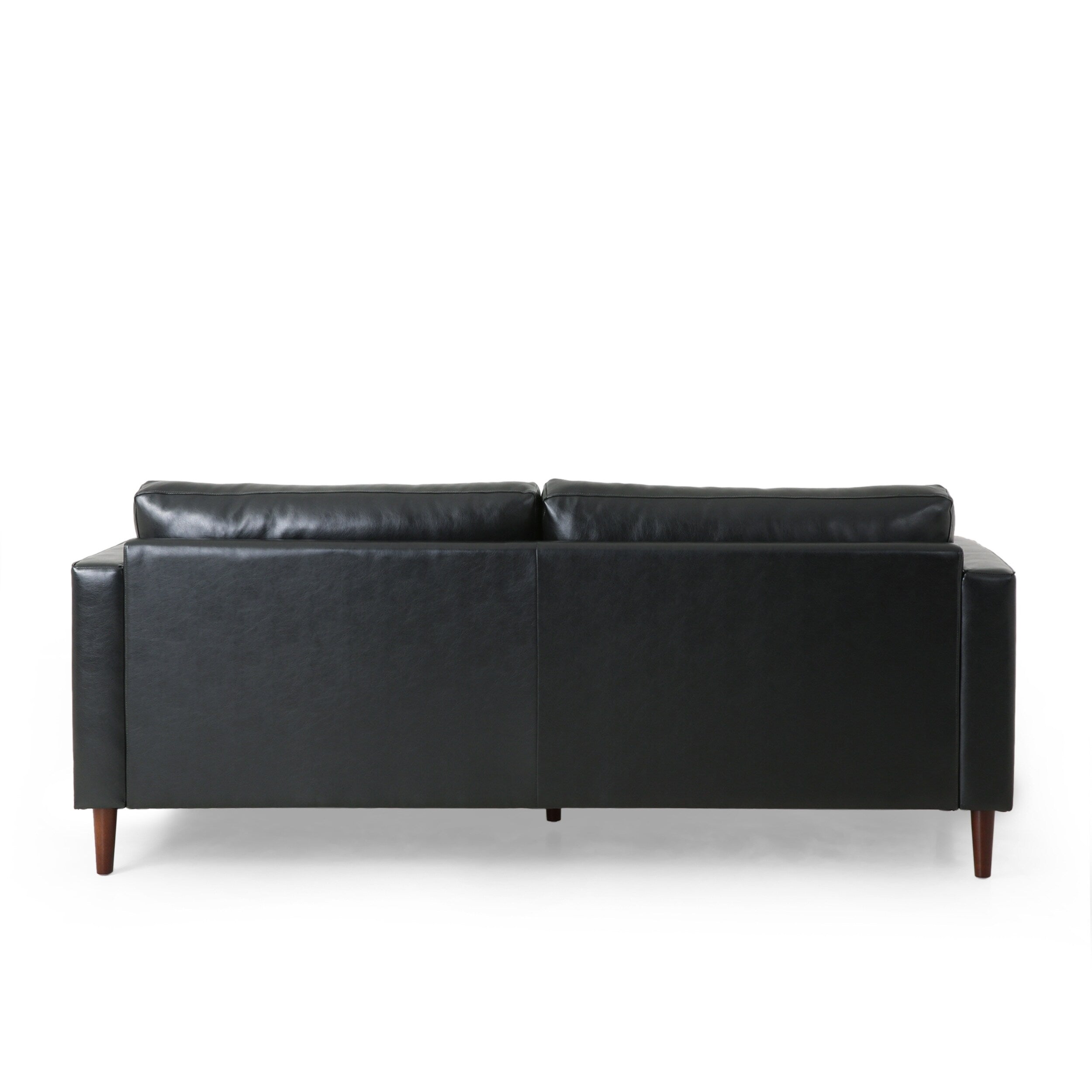 Modern 82.25 Faux Leather 3-Seater Sofa with Wood Legs
