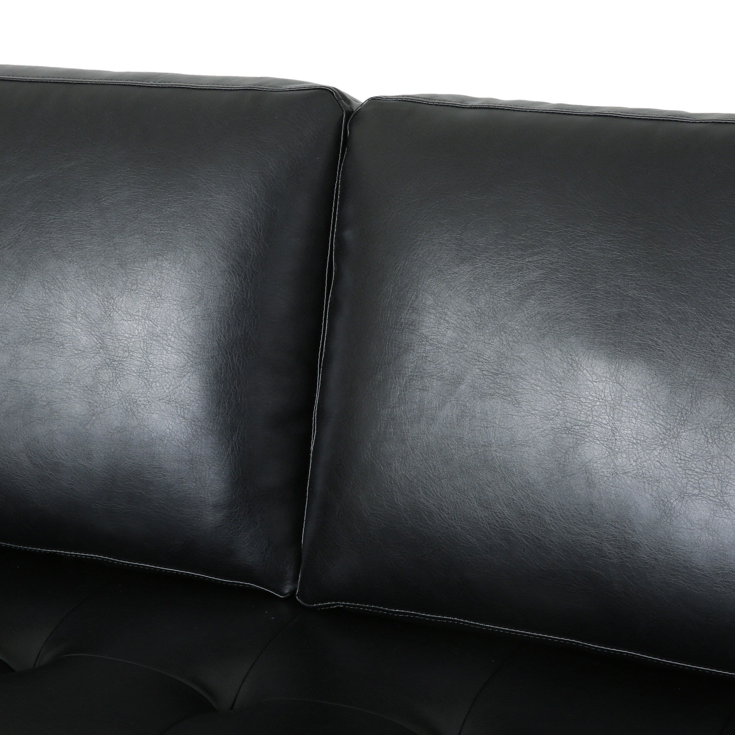 Modern 82.25 Faux Leather 3-Seater Sofa with Wood Legs