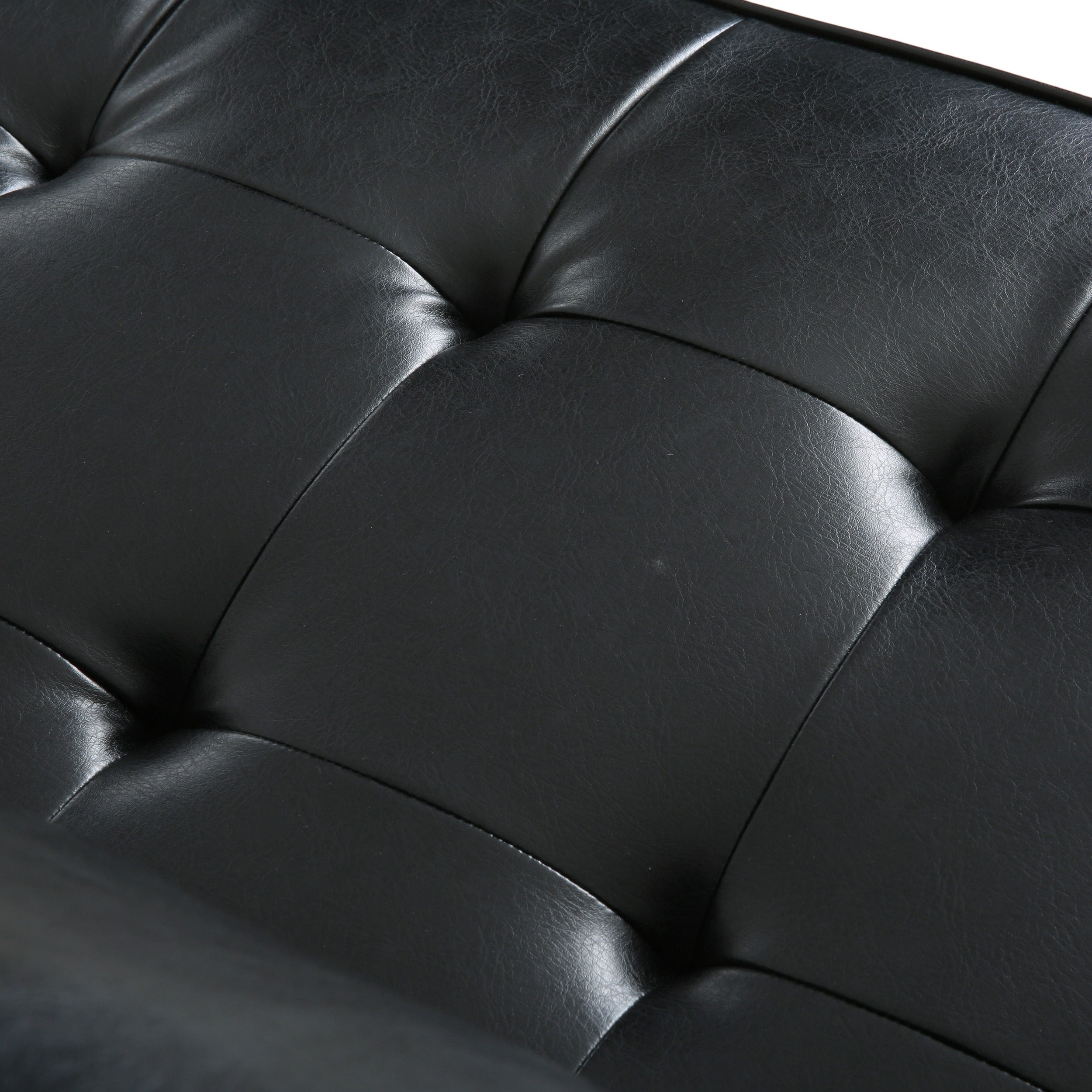 Modern 82.25 Faux Leather 3-Seater Sofa with Wood Legs