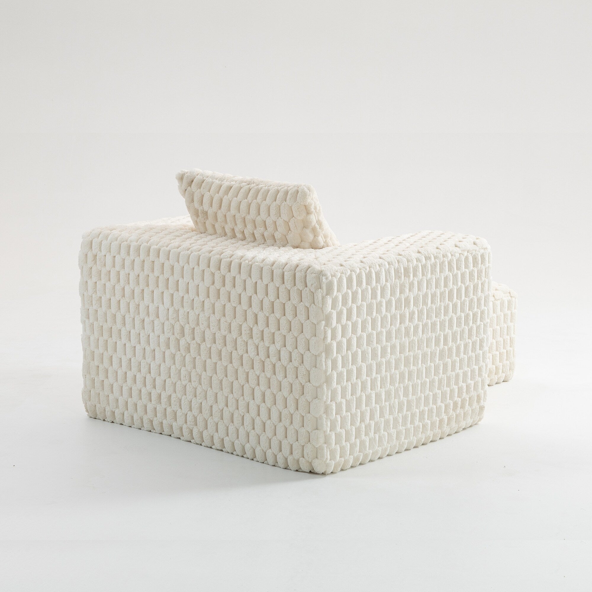 Modern All-Compressed Design Corduroy Compression Sofa With Ottoman