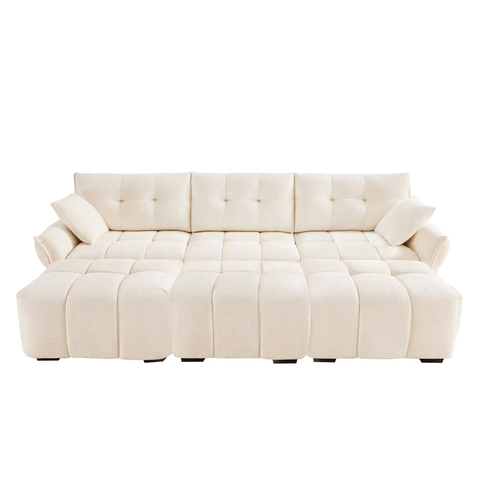 Modern Chenille Sofa, Solid Wood Frame with High Elasticity Cushion