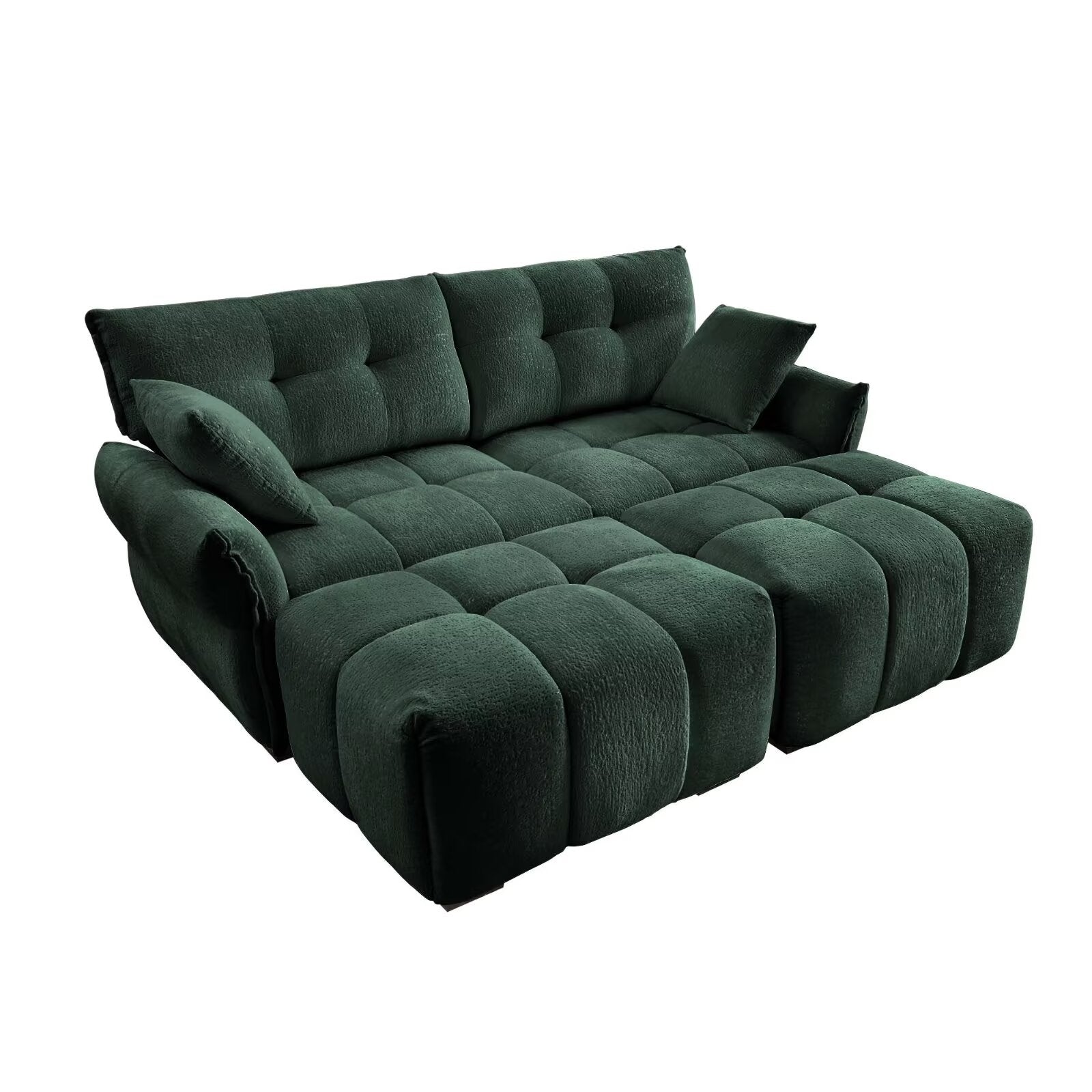 Modern Chenille Sofa, Solid Wood Frame with High Elasticity Cushion