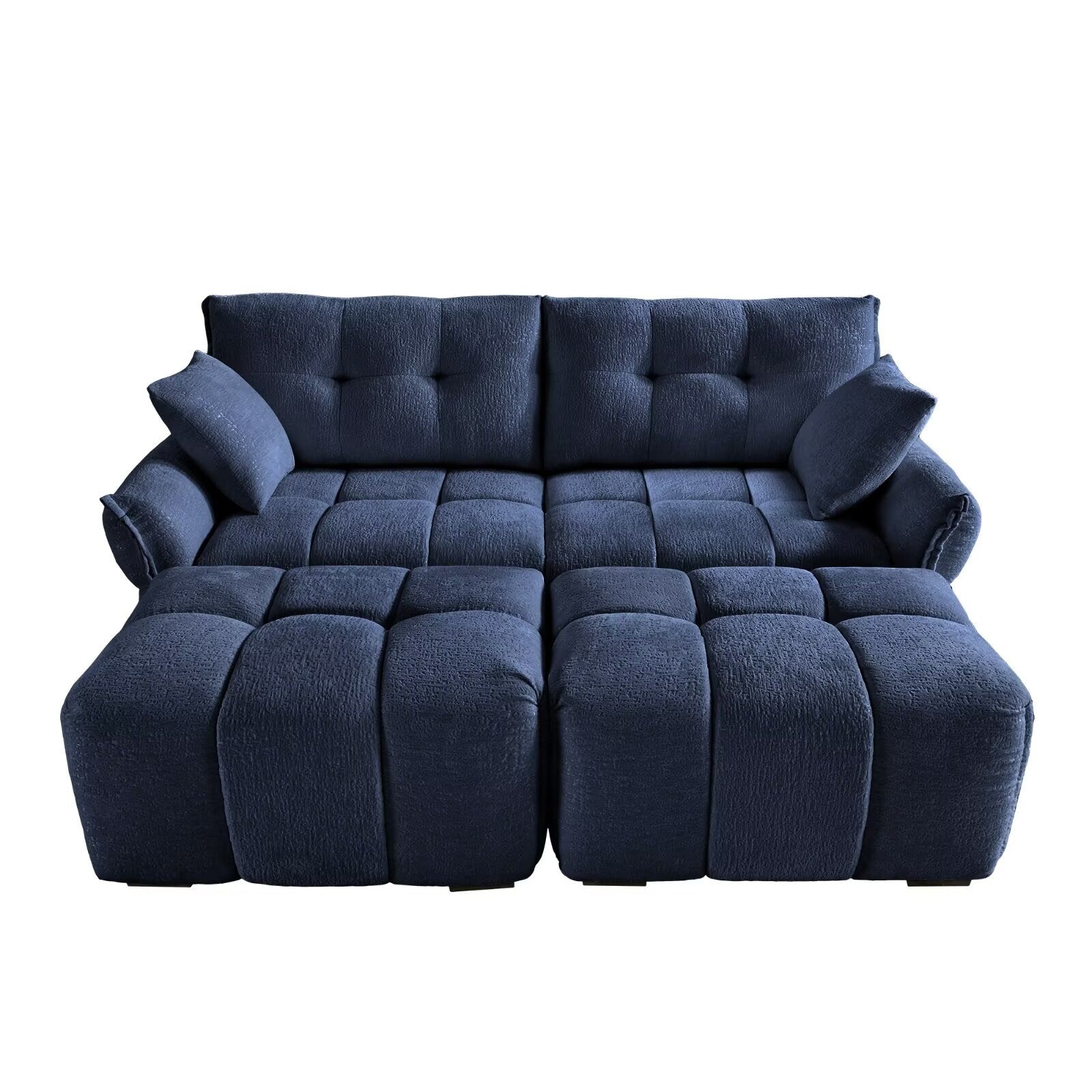Modern Chenille Sofa, Solid Wood Frame with High Elasticity Cushion