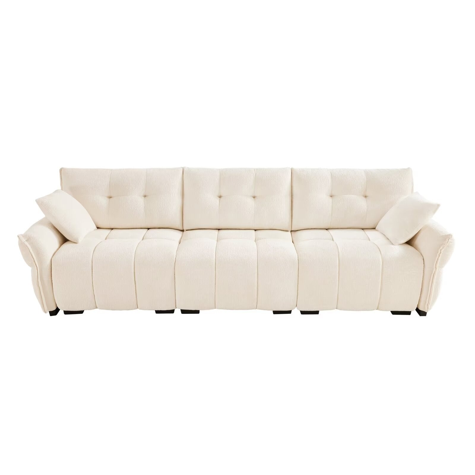 Modern Chenille Sofa, Solid Wood Frame with High Elasticity Cushion