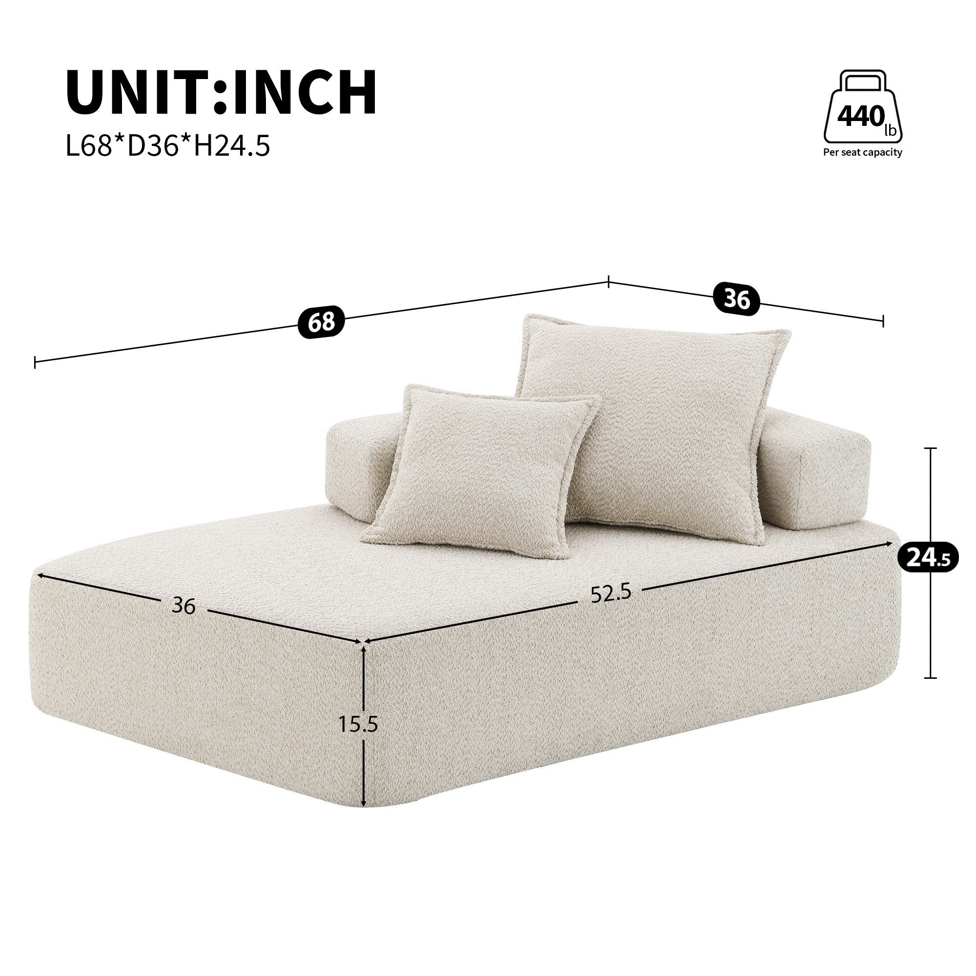 Modern Floor Couch Convertible Compressed Couch, Special-Shaped Frame for Oversized Modular U Shaped Sectional Sofa