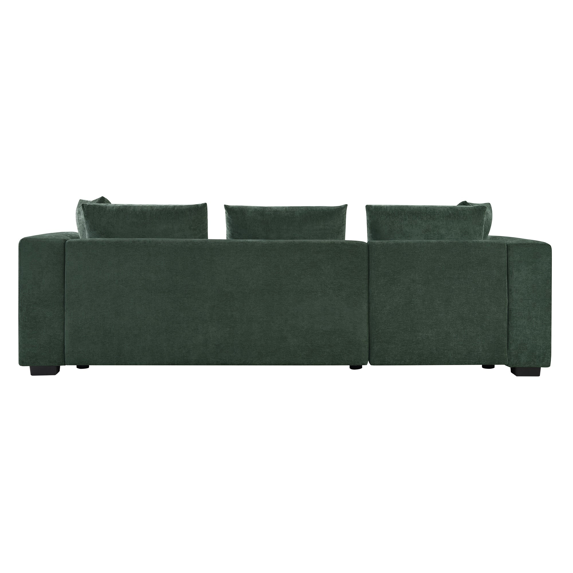 Modern L-Shaped Chenille Sectional Sofa with Wooden Storage Compartment and Matching Pillows for Living Room
