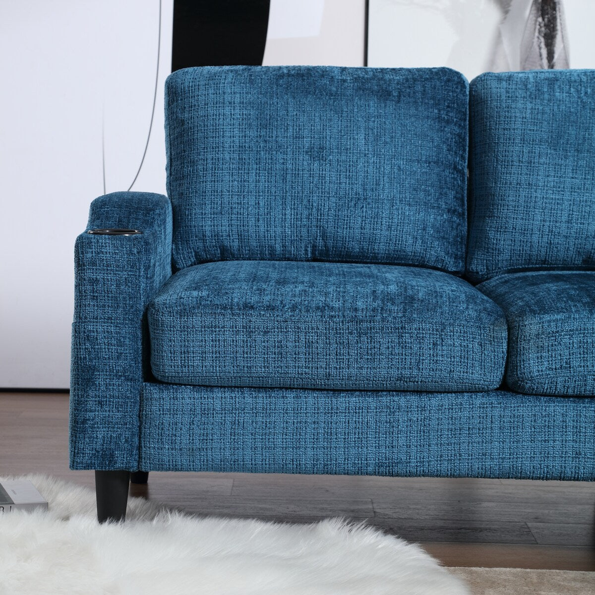 Modern L-Shaped Free-Combined Modular Sofa Couch With Storage Ottoman,Pillows,Cup Holders,Side Pockets, 3 Seat