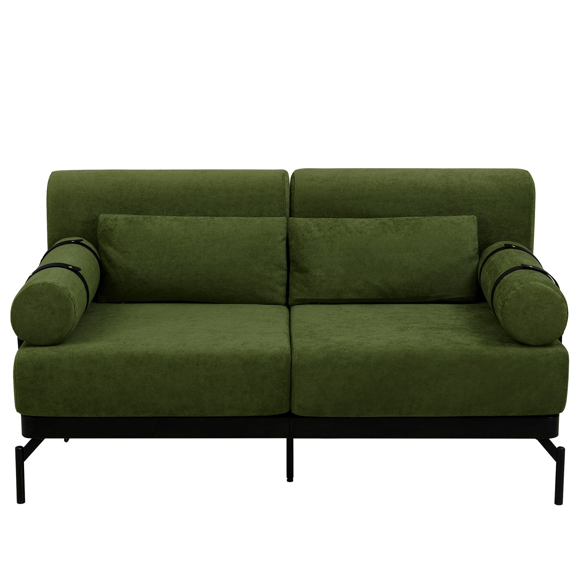 Modern Loveseat Sofa with Flexible USB Ports and Unique Cylindrical Armrests