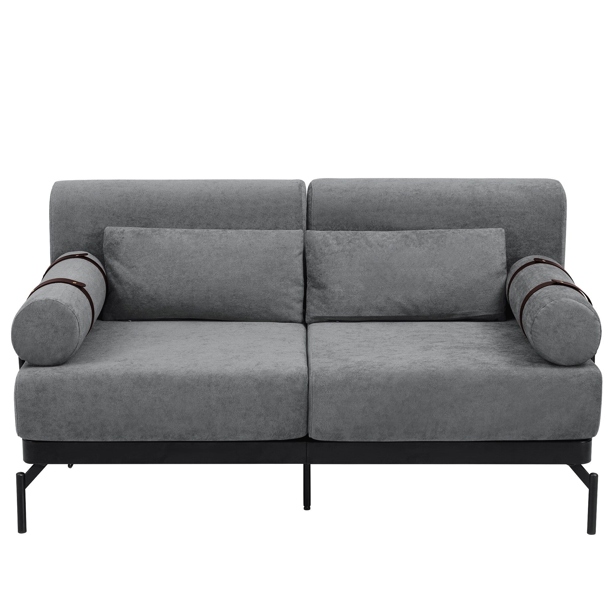 Modern Loveseat Sofa with Flexible USB Ports and Unique Cylindrical Armrests