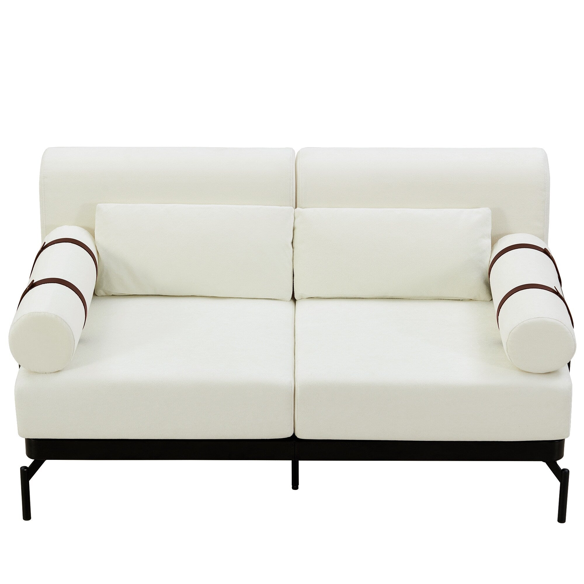 Modern Loveseat Sofa with Flexible USB Ports and Unique Cylindrical Armrests