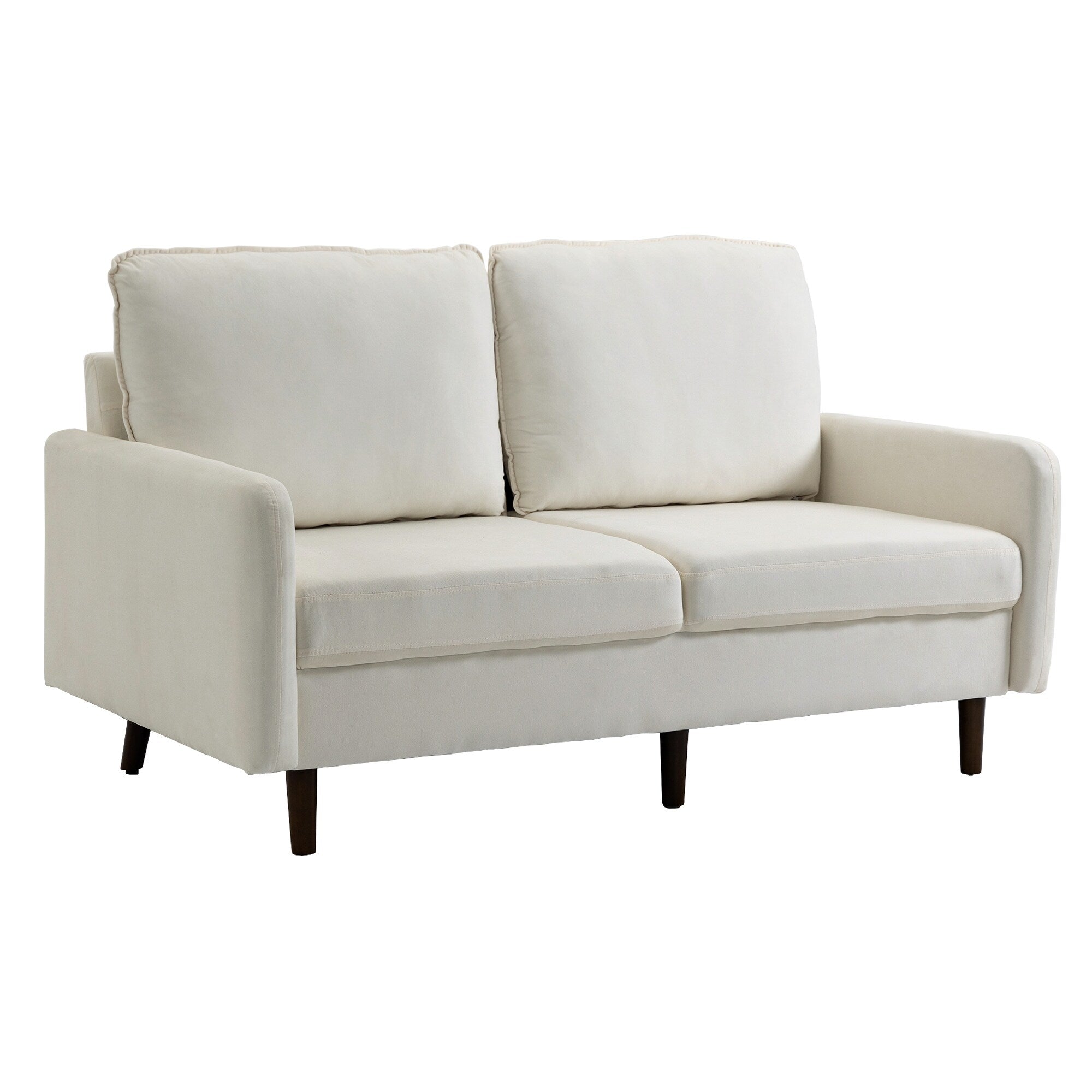 Modern Loveseat Velvet Wood Legs Sofa
