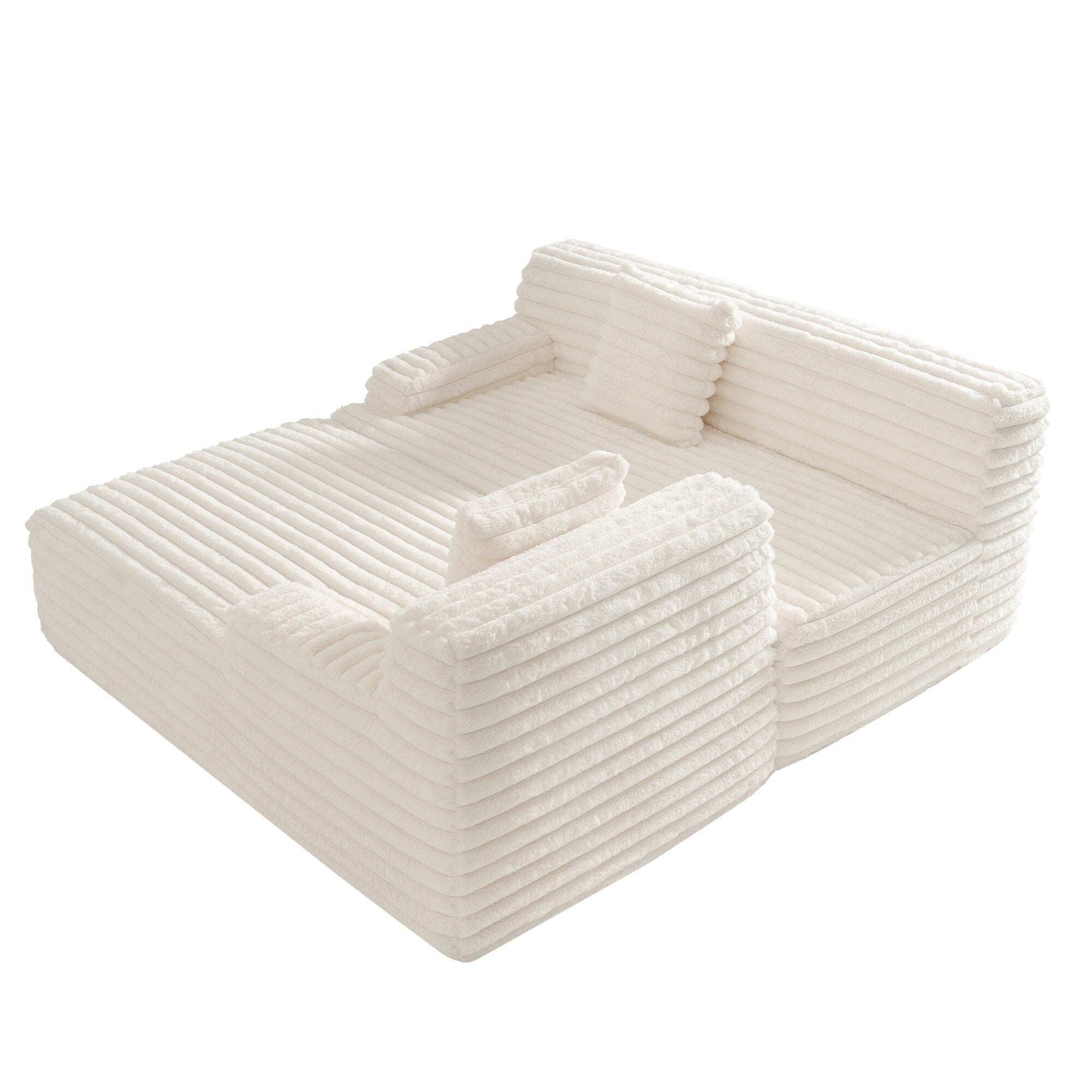 Modern Modular Cloud Sectional Sofa Free-Combined Couch with 2 Throw Pillows for Living Room