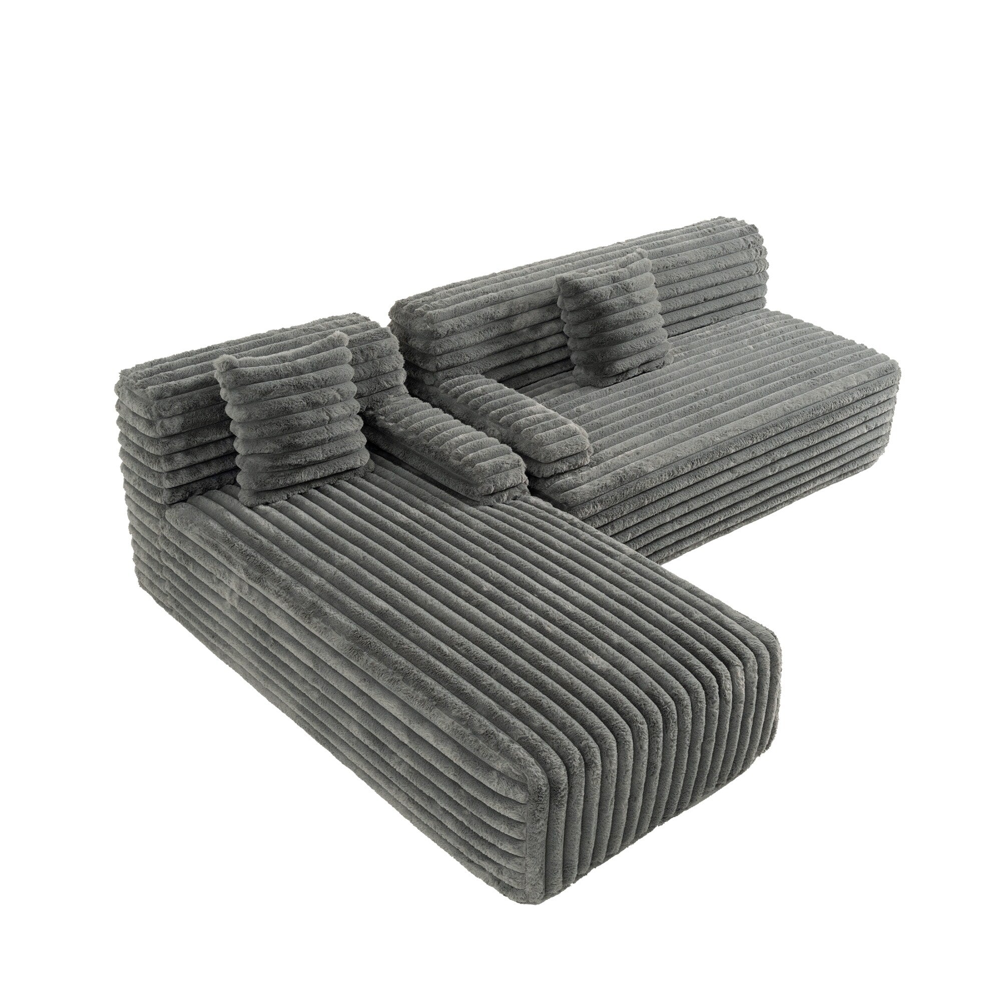 Modern Modular Cloud Sectional Sofa Free-Combined Couch with 2 Throw Pillows for Living Room