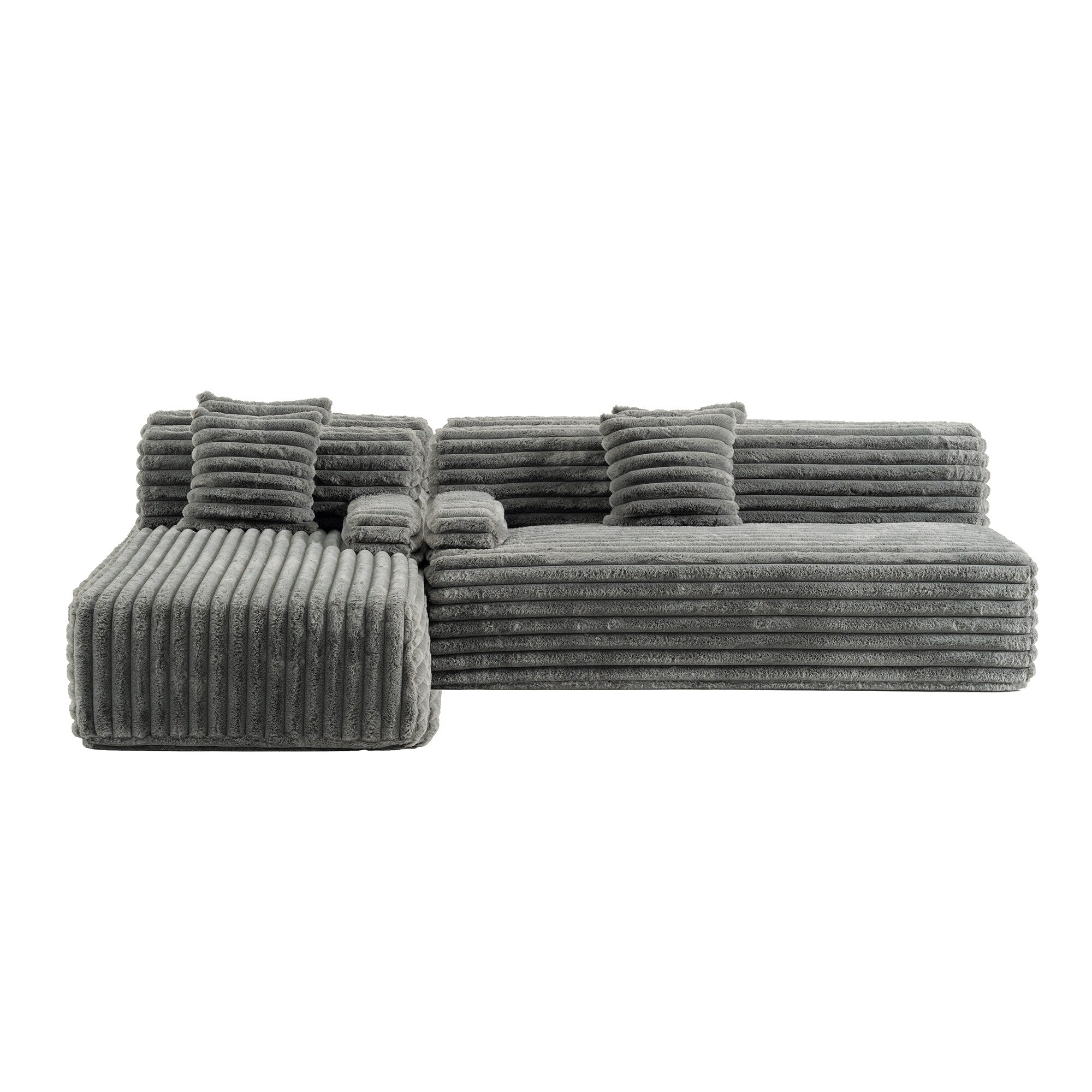 Modern Modular Cloud Sectional Sofa Free-Combined Couch with 2 Throw Pillows for Living Room