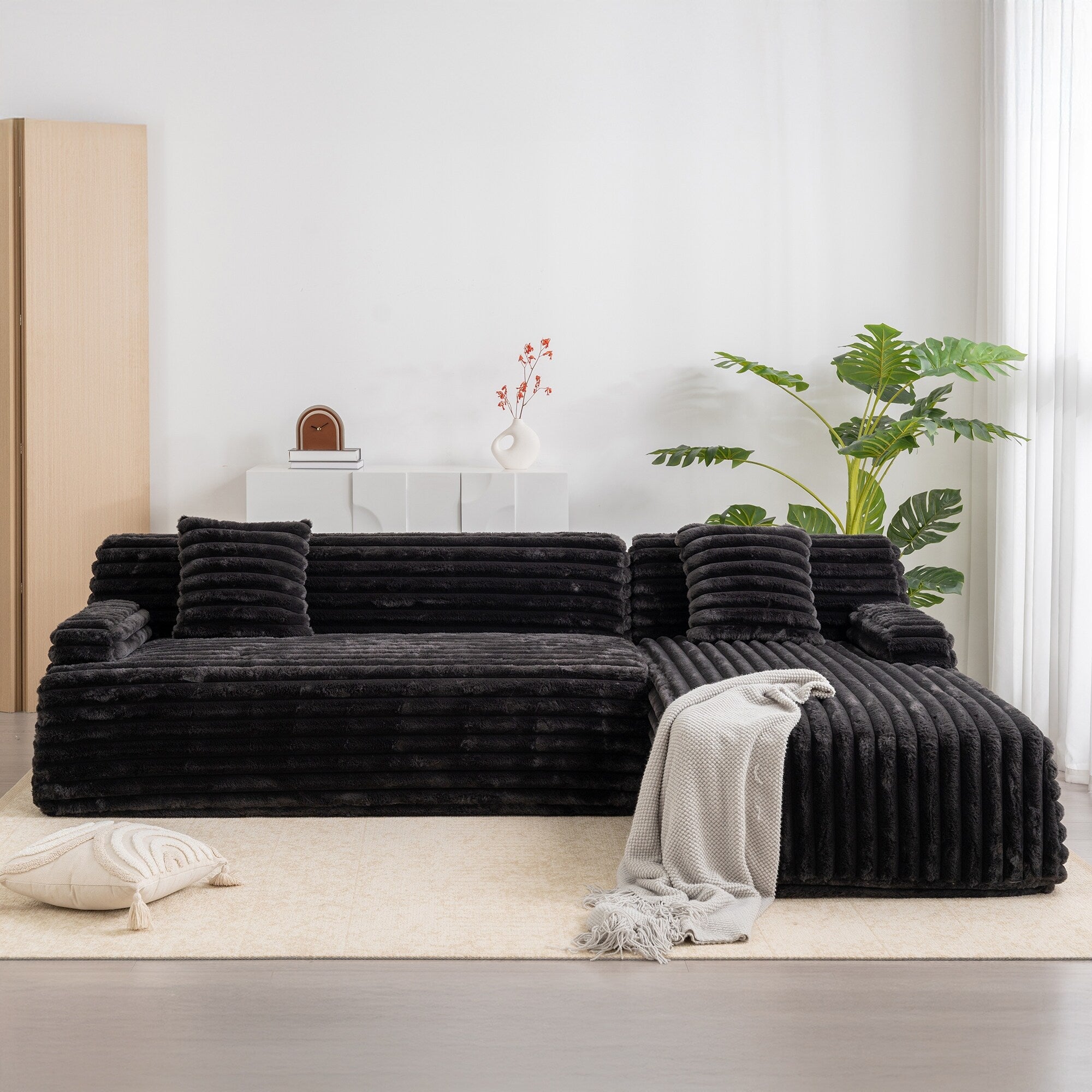 Modern Modular Cloud Sectional Sofa Free-Combined Couch with 2 Throw Pillows for Living Room