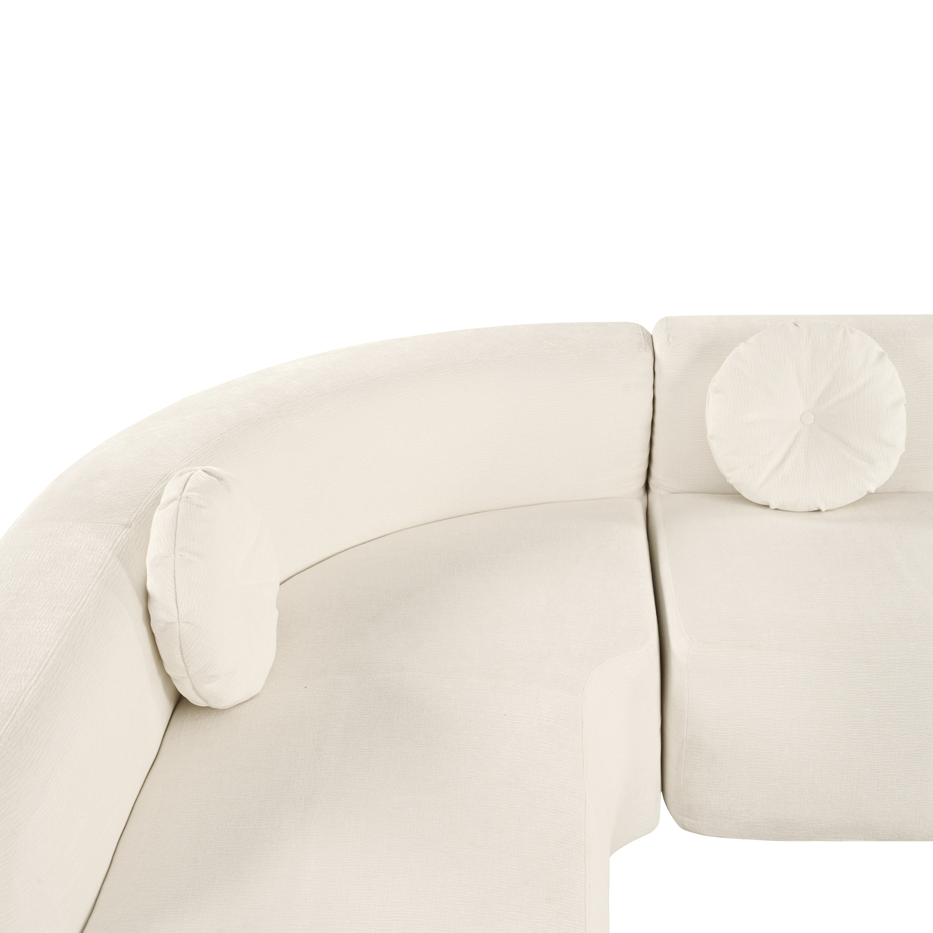Modern Oversized Curved 4-Seater Sectional Sofa with 3 Round Pillows for Living Room