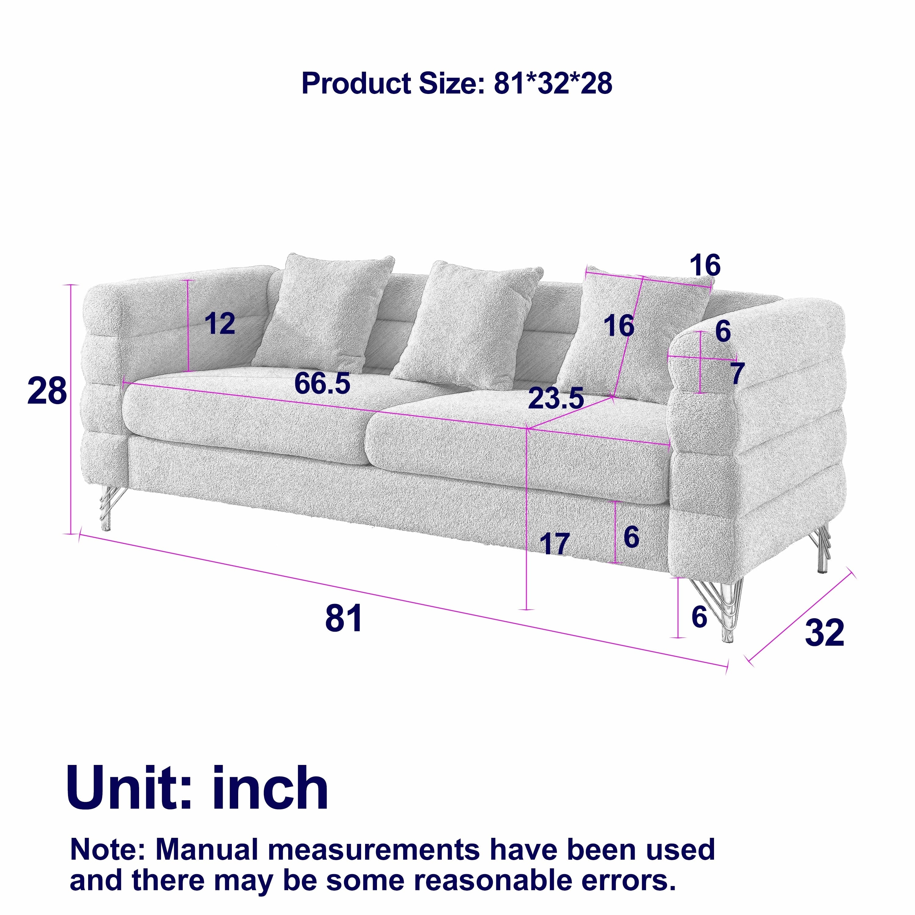 Modern Oversized Streamline 3-Seat Sofa