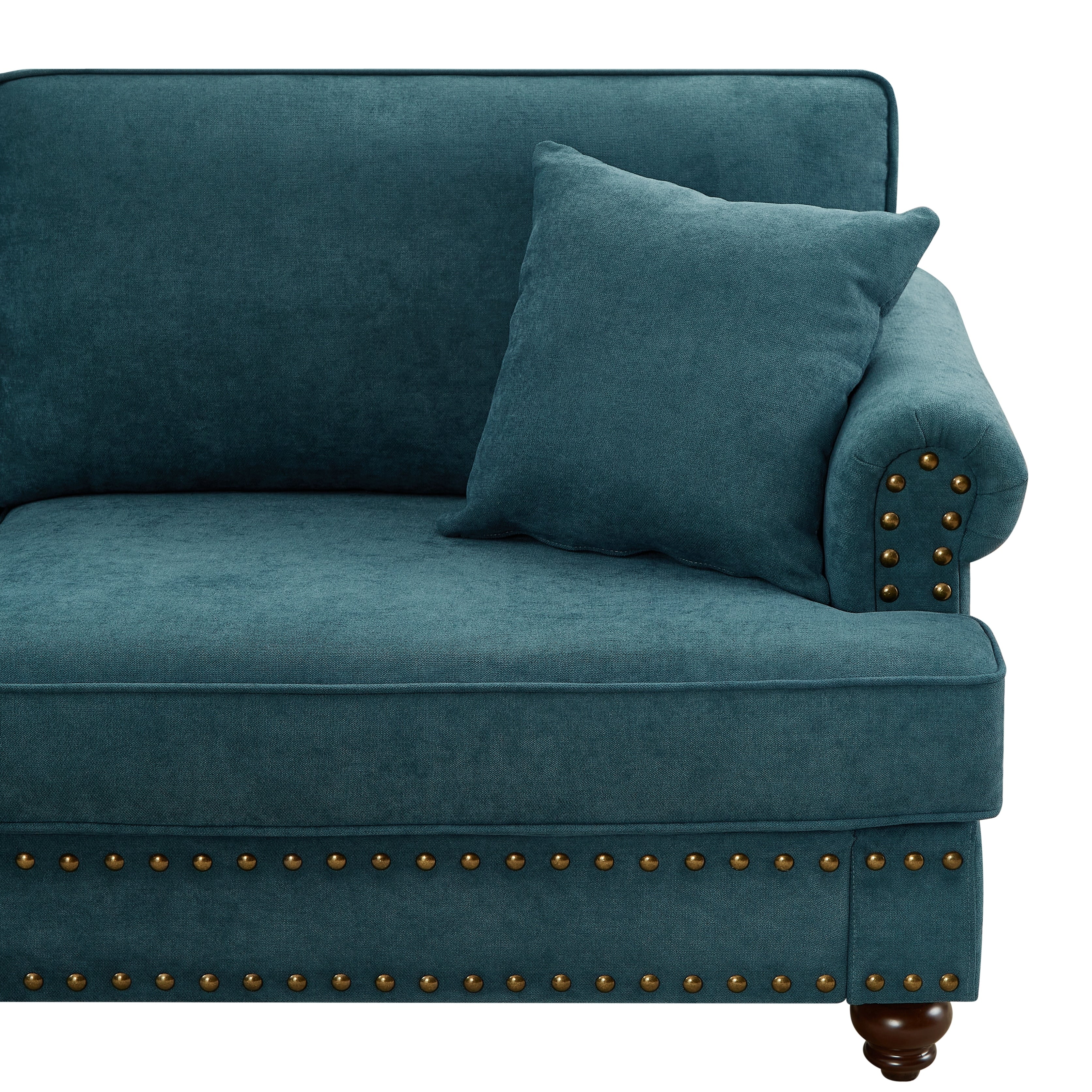 Modern Sofa for Living Room, 82 Green Chenille Sofa Couch, Sectional Love Seat Couch with Brown Legs, Upholstered Sofa for Apar