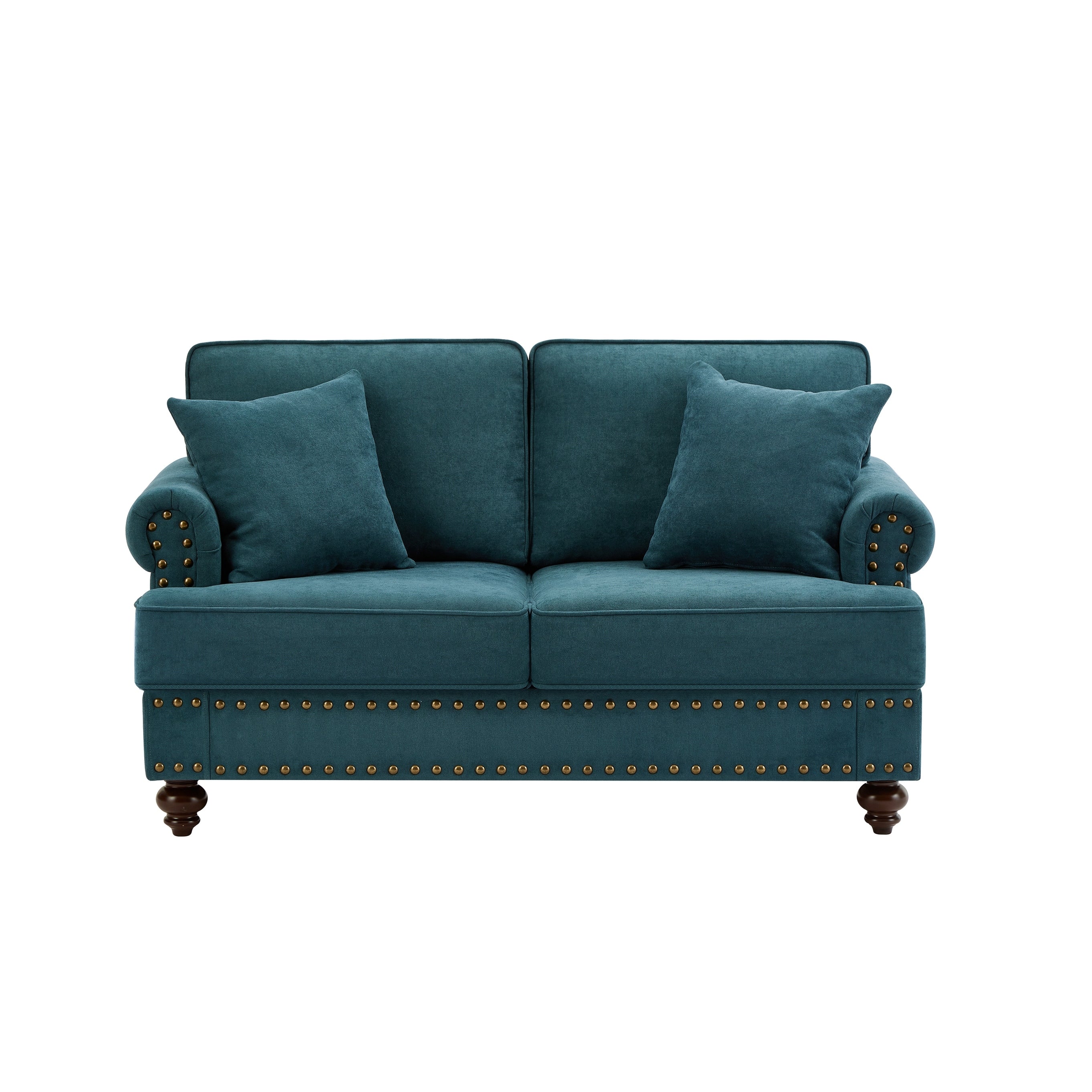 Modern Sofa for Living Room, 82 Green Chenille Sofa Couch, Sectional Love Seat Couch with Brown Legs, Upholstered Sofa for Apar