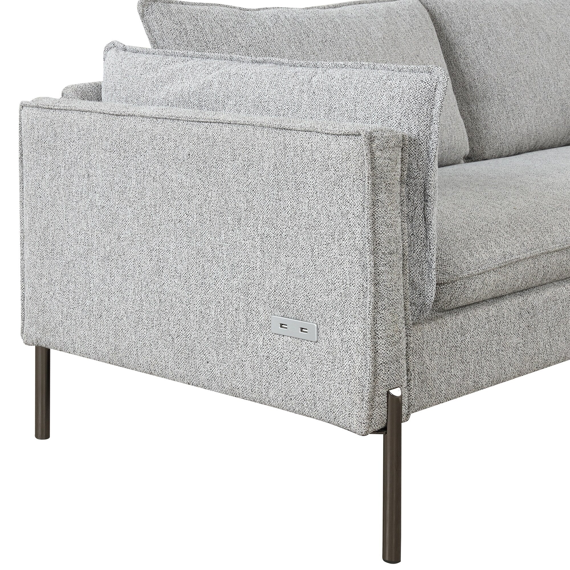 Modern Style 3 Seat Sofa Linen Fabric Upholstered Couch Furniture