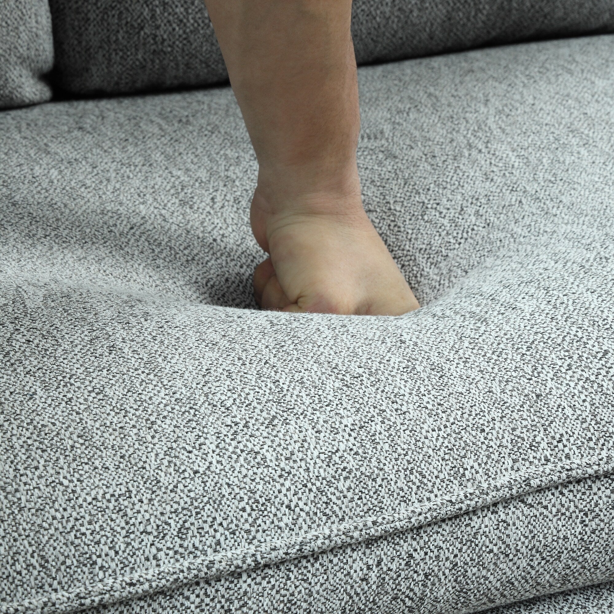 Modern Style 3 Seat Sofa Linen Fabric Upholstered Couch Furniture