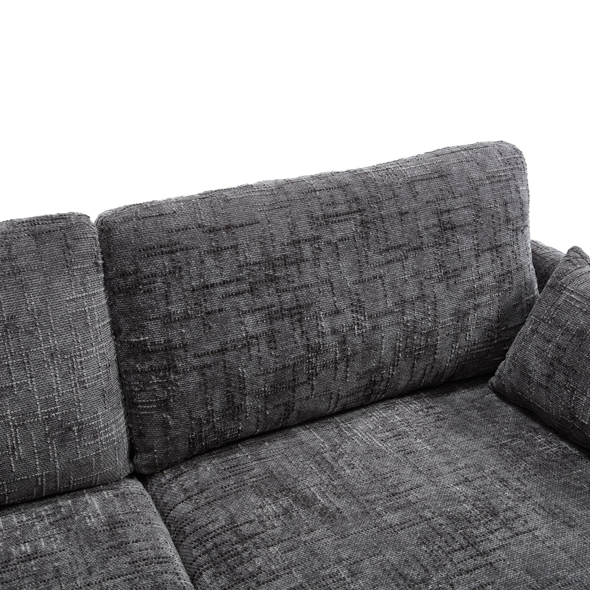 Modern Style Chenille 2-Seater Wood-Legged Sofa With Led Light, Usb Charging Port And Storage Bag Living Room Bedroom Study Room