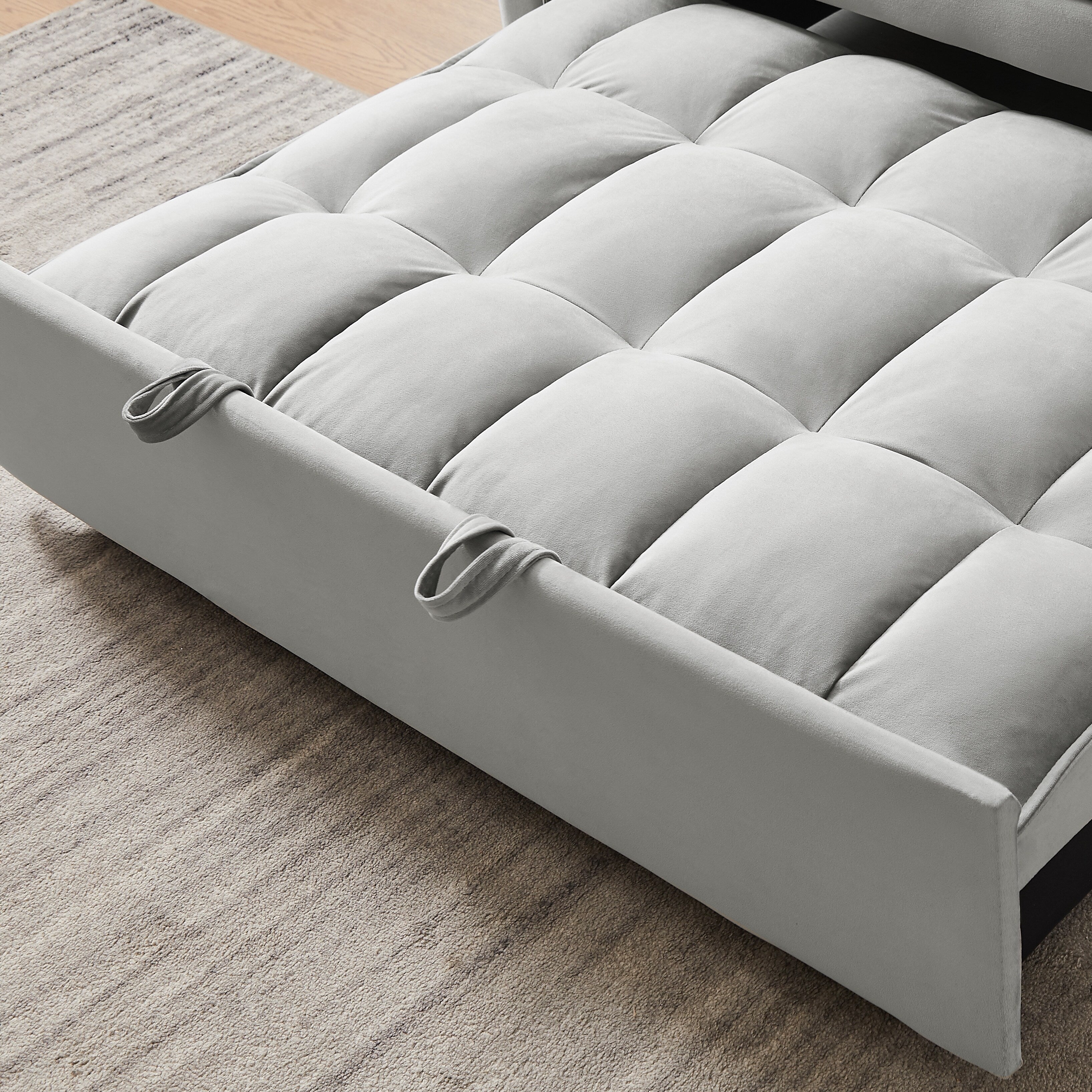 Modern Velvet Loveseat Futon Sofa Couch w/Pullout Bed,Small Love Seat Lounge Sofa w/Reclining Backrest,Toss Pillows