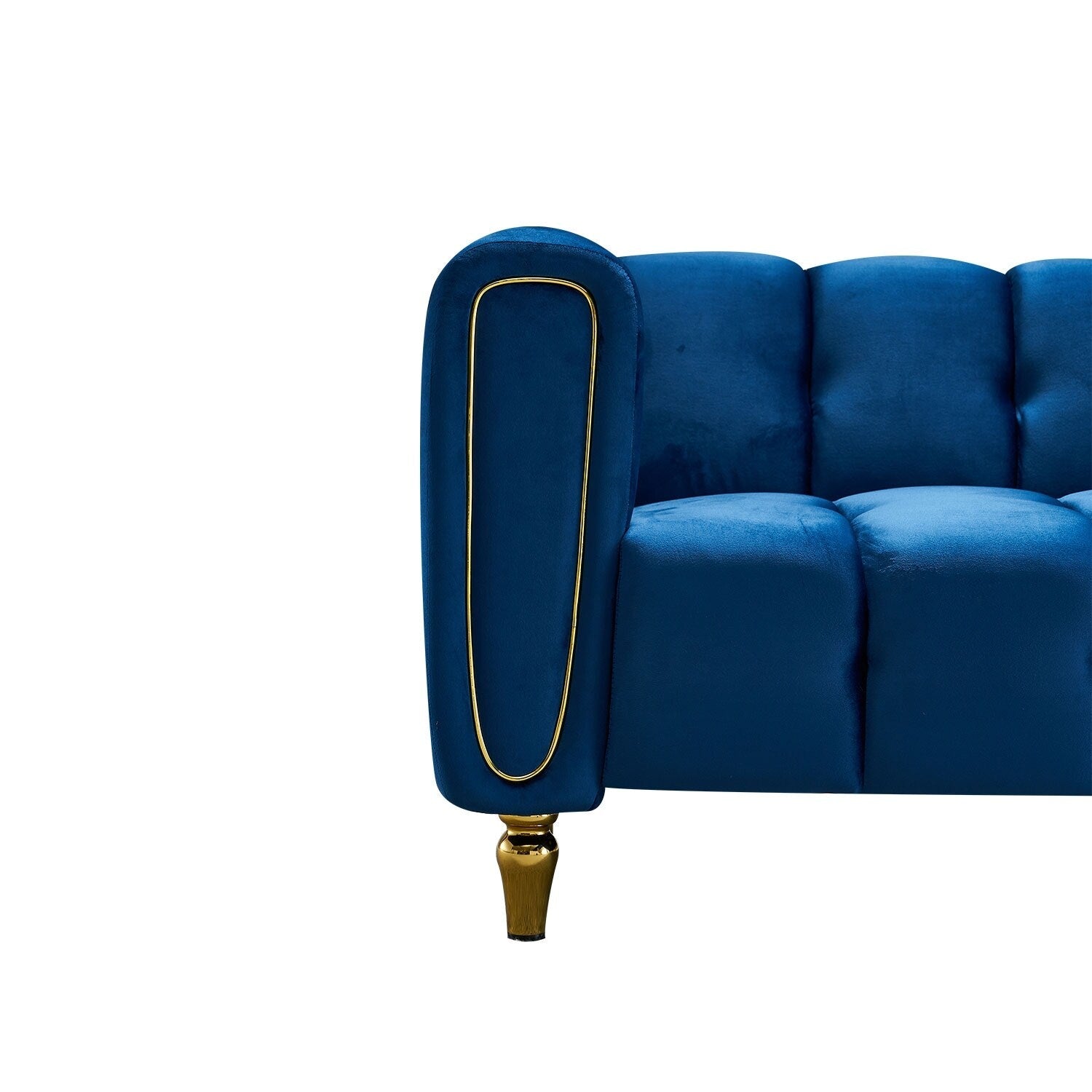 Blue Modern Velvet Sofa - 31.89 x 83.07 x 27.95